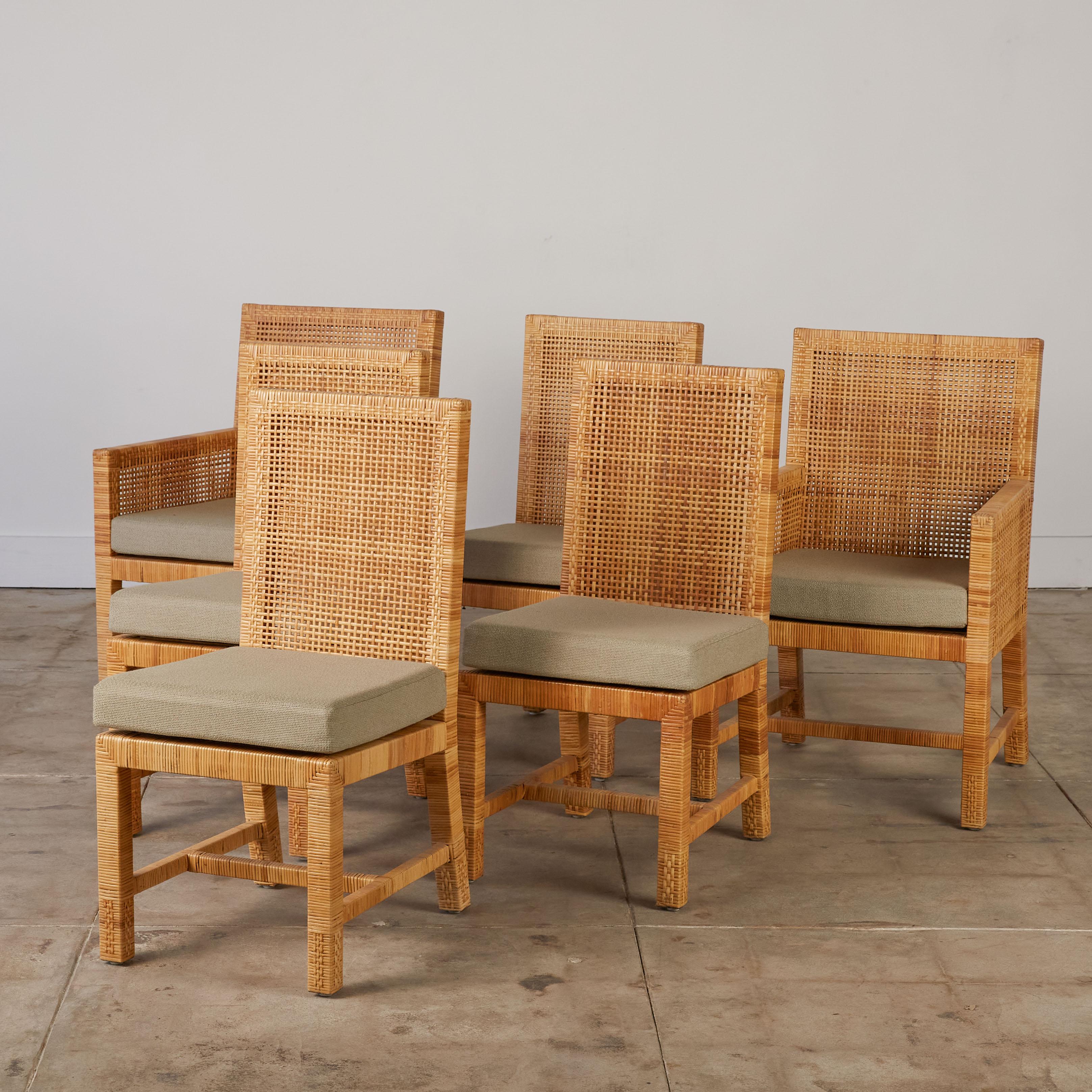 Mid-Century Modern Set of Six Cane Dining Chairs by Danny Ho Fong for Tropi-Cal