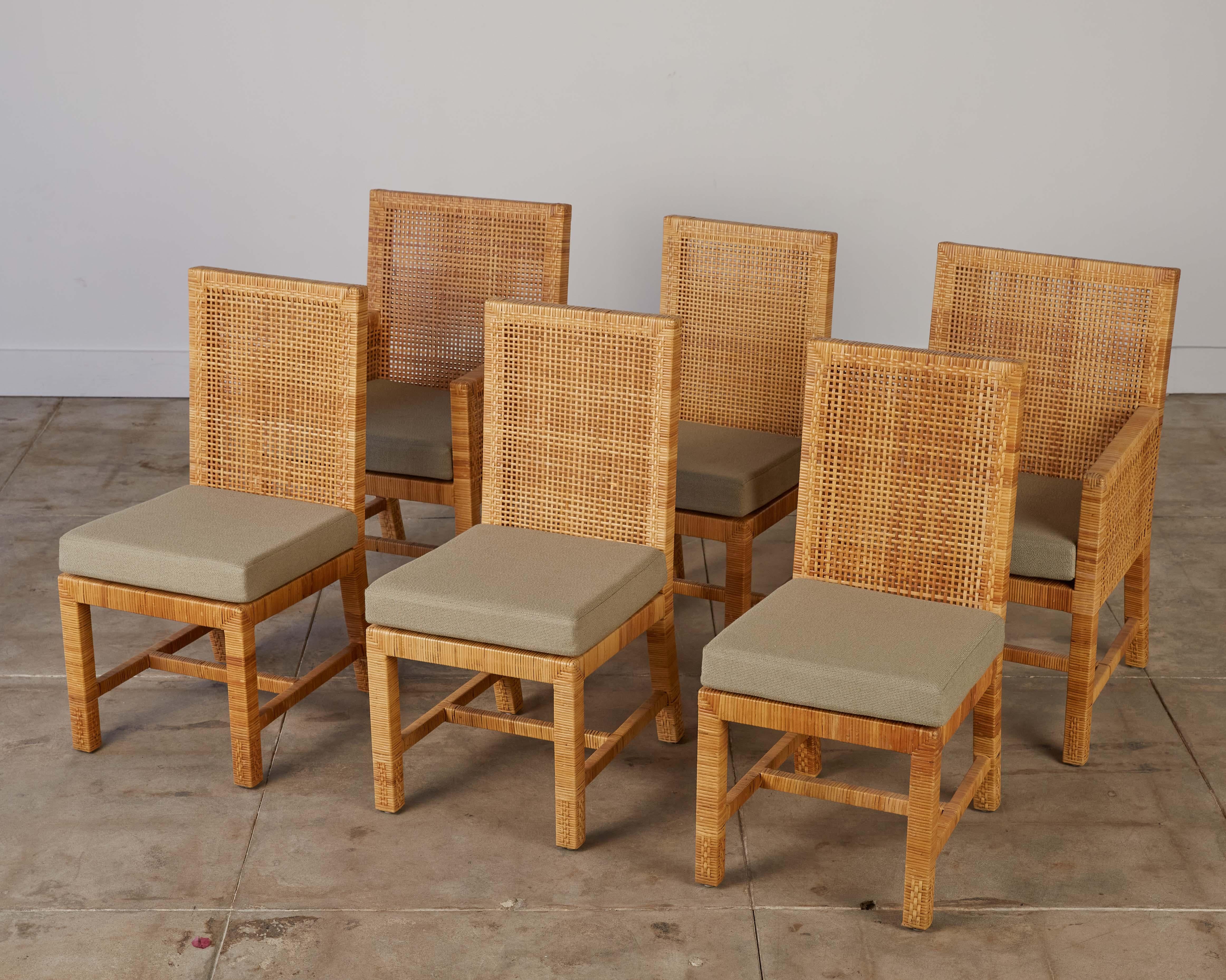 American Set of Six Cane Dining Chairs by Danny Ho Fong for Tropi-Cal
