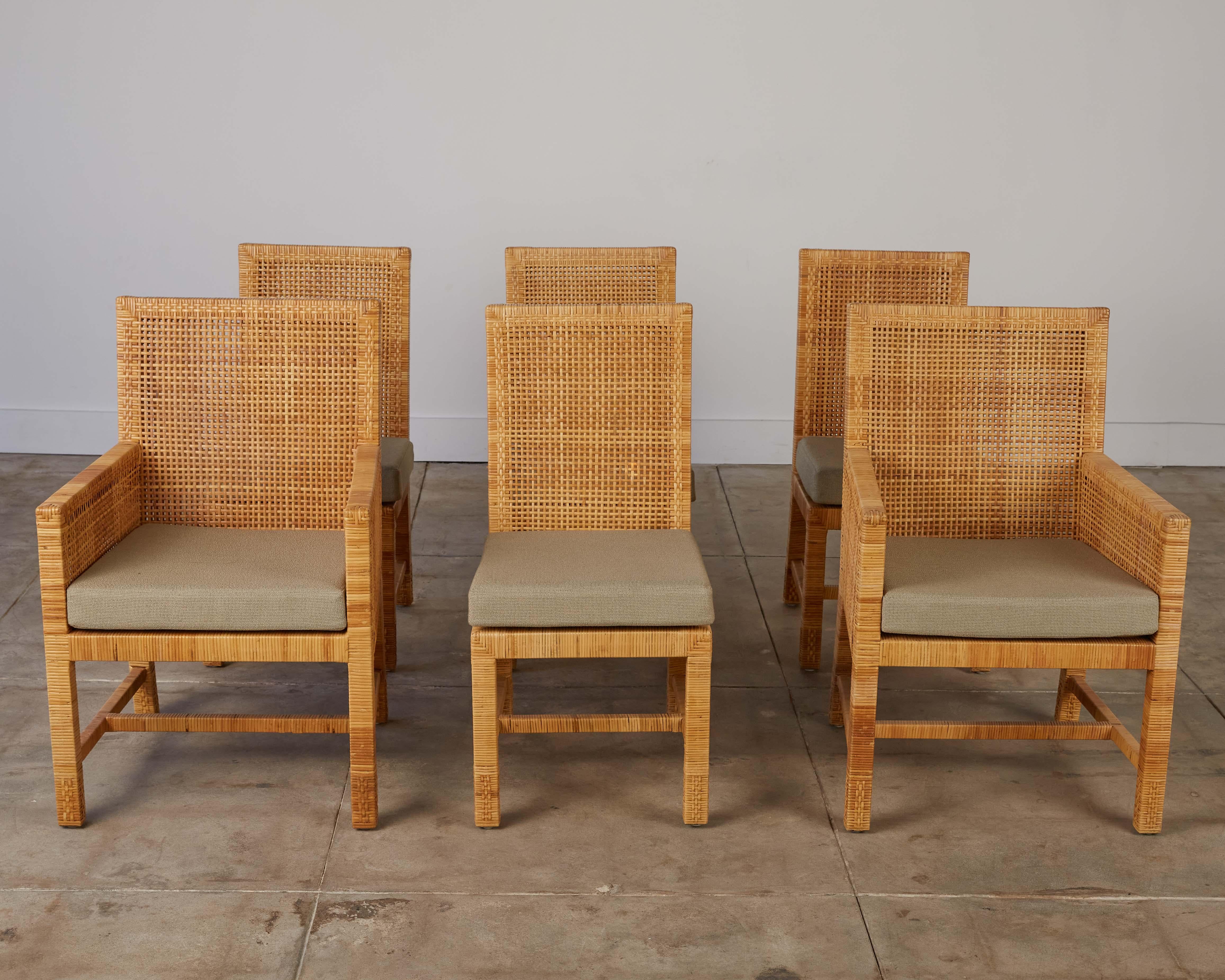 Woven Set of Six Cane Dining Chairs by Danny Ho Fong for Tropi-Cal