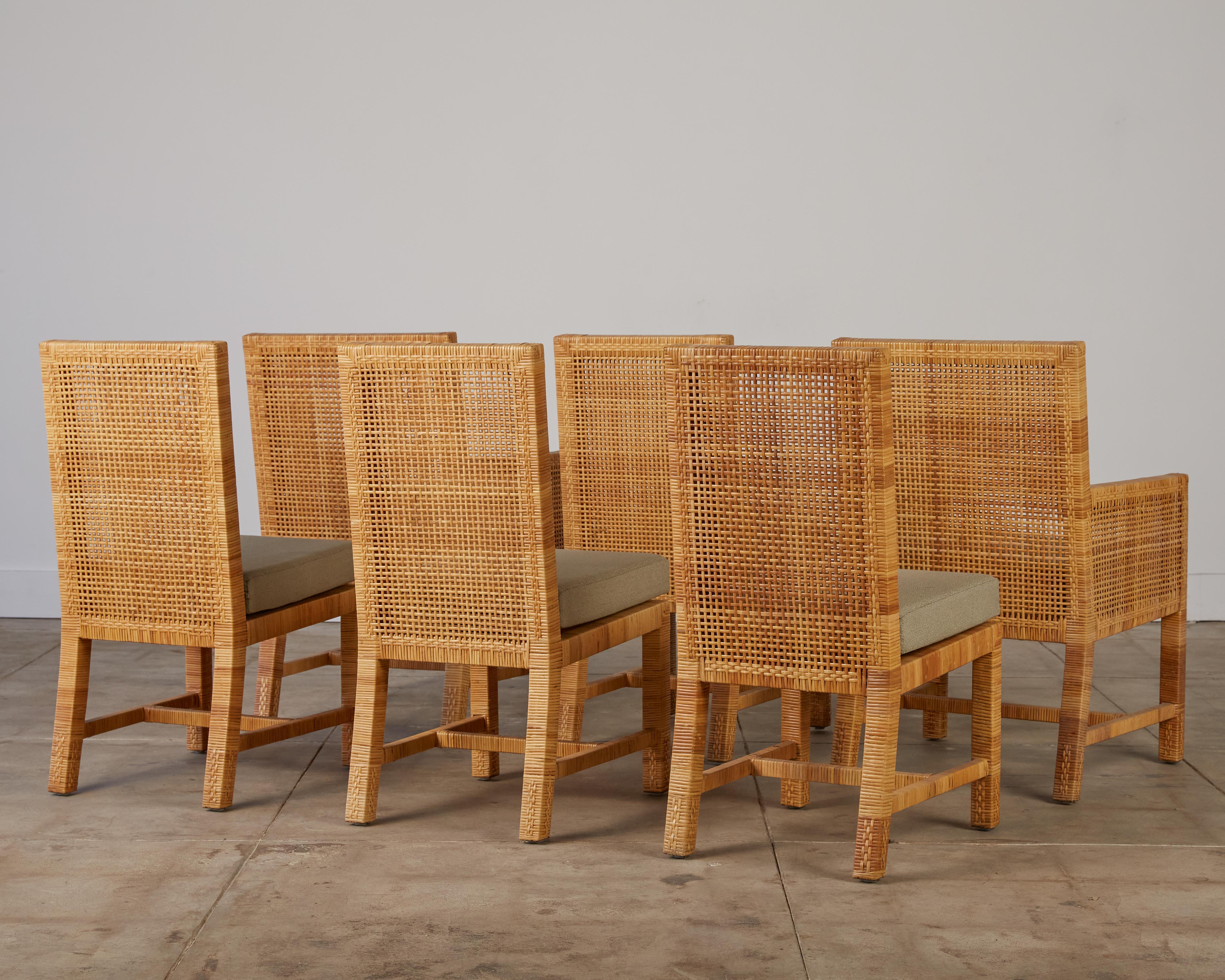 Set of Six Cane Dining Chairs by Danny Ho Fong for Tropi-Cal In Excellent Condition In Los Angeles, CA