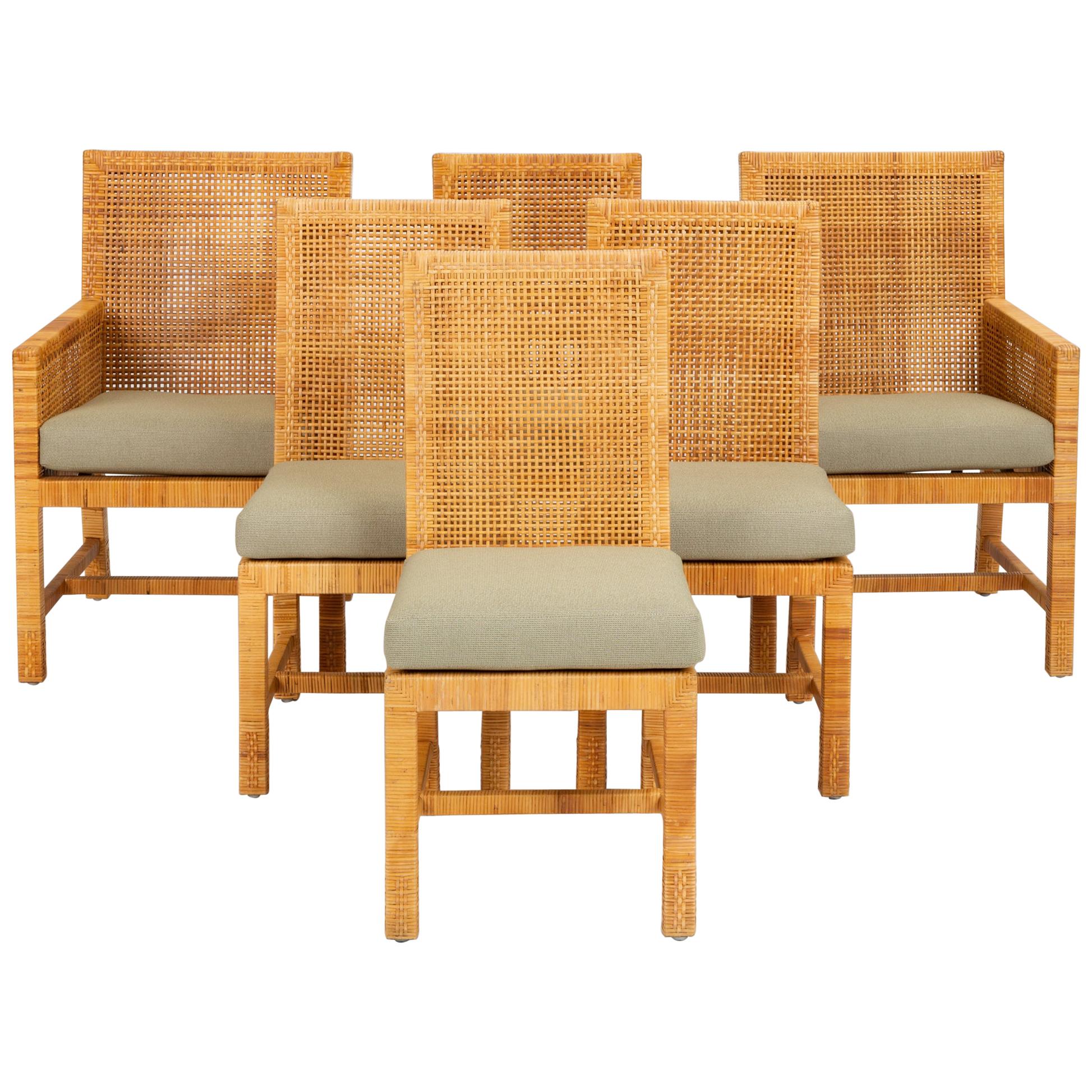 Set of Six Cane Dining Chairs by Danny Ho Fong for Tropi-Cal