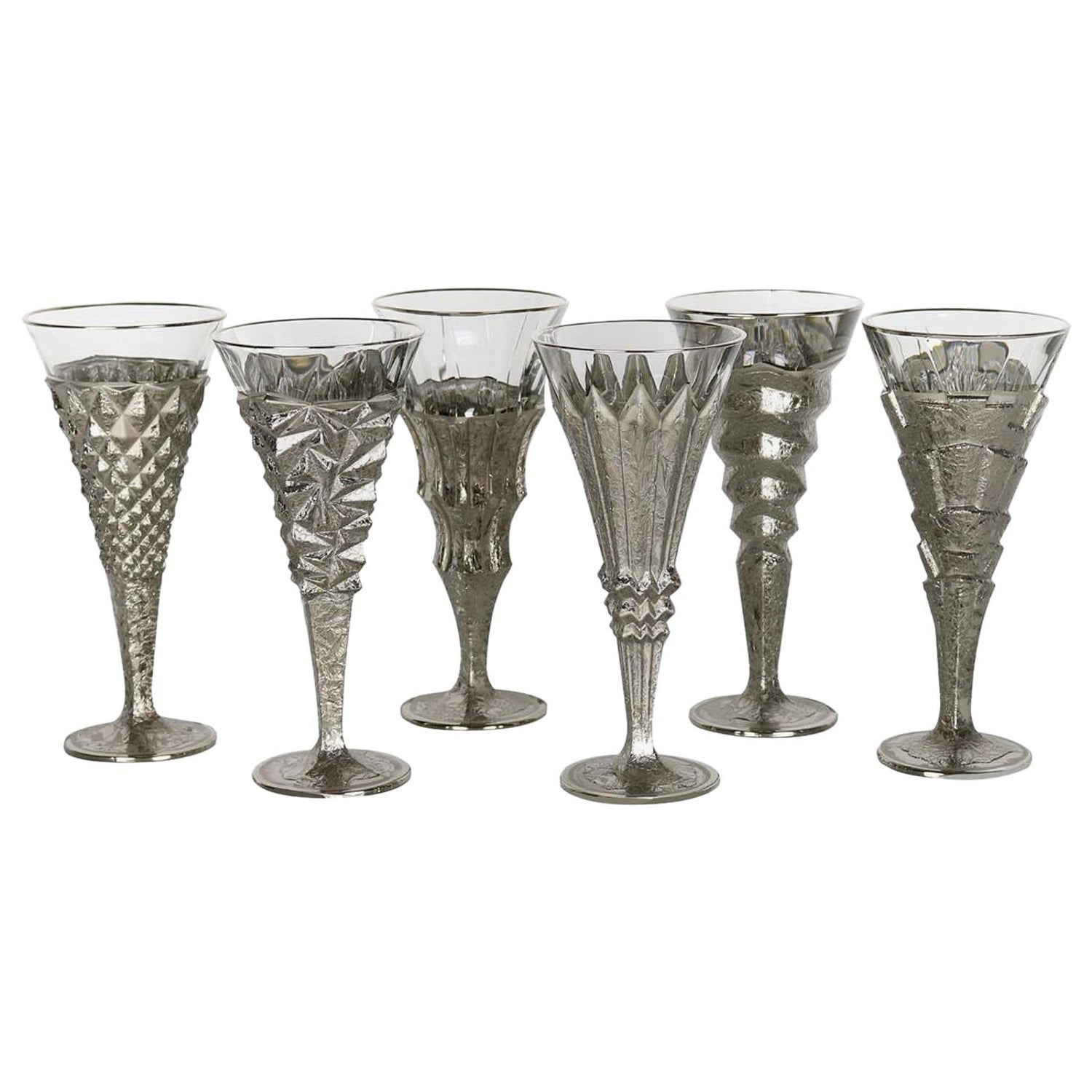 Set of Six Capriccio Champagne Flutes For Sale at 1stDibs