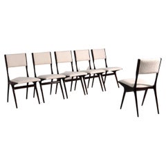 Set of six Carlo De Carli chairs in white bouclè