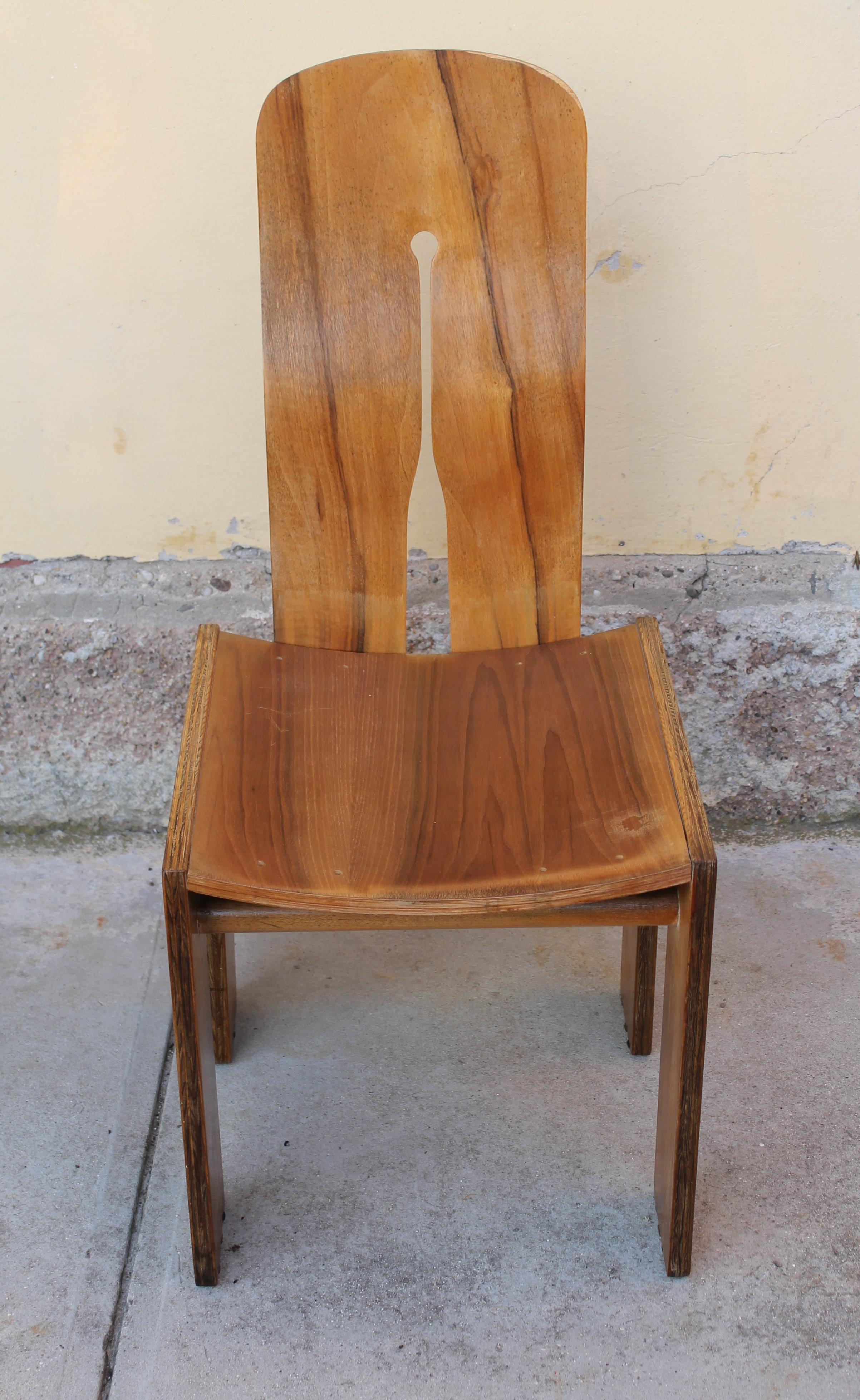 Set of Six Carlo Scarpa 1934/765 Walnut Chairs for Bernini, Italy, 1977 in vendita 4