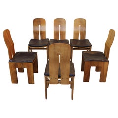 Set of Six Carlo Scarpa 1934/765 Walnut Chairs for Bernini, Italy, 1977