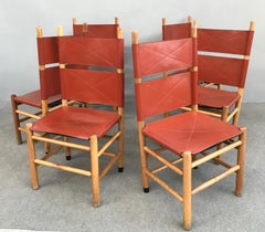 Set of Six Carlo Scarpa Kentucky Chairs, Italy, 1970s