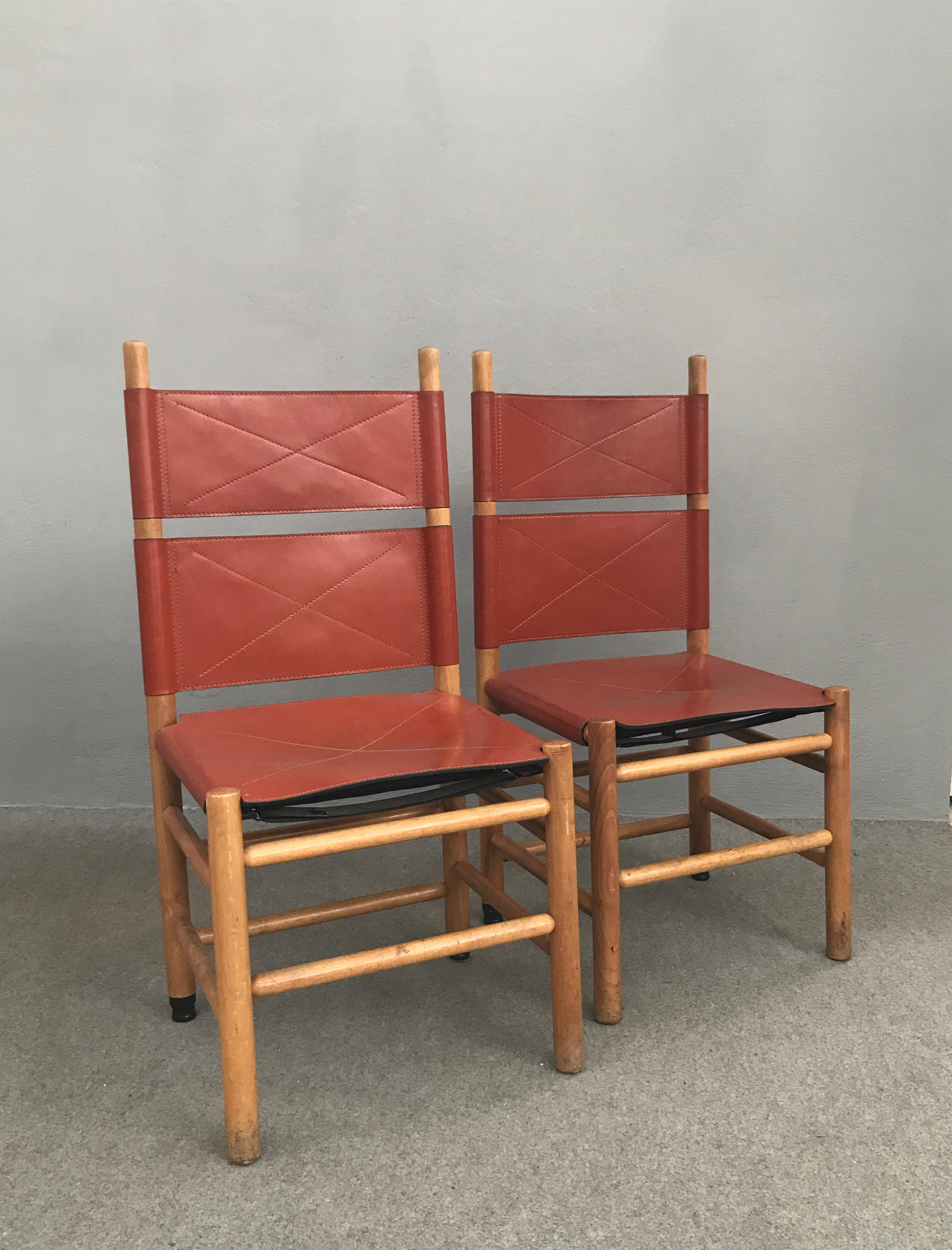 Mid-Century Modern Set of Six Carlo Scarpa Kentucky Chairs, Italy, 1970s
