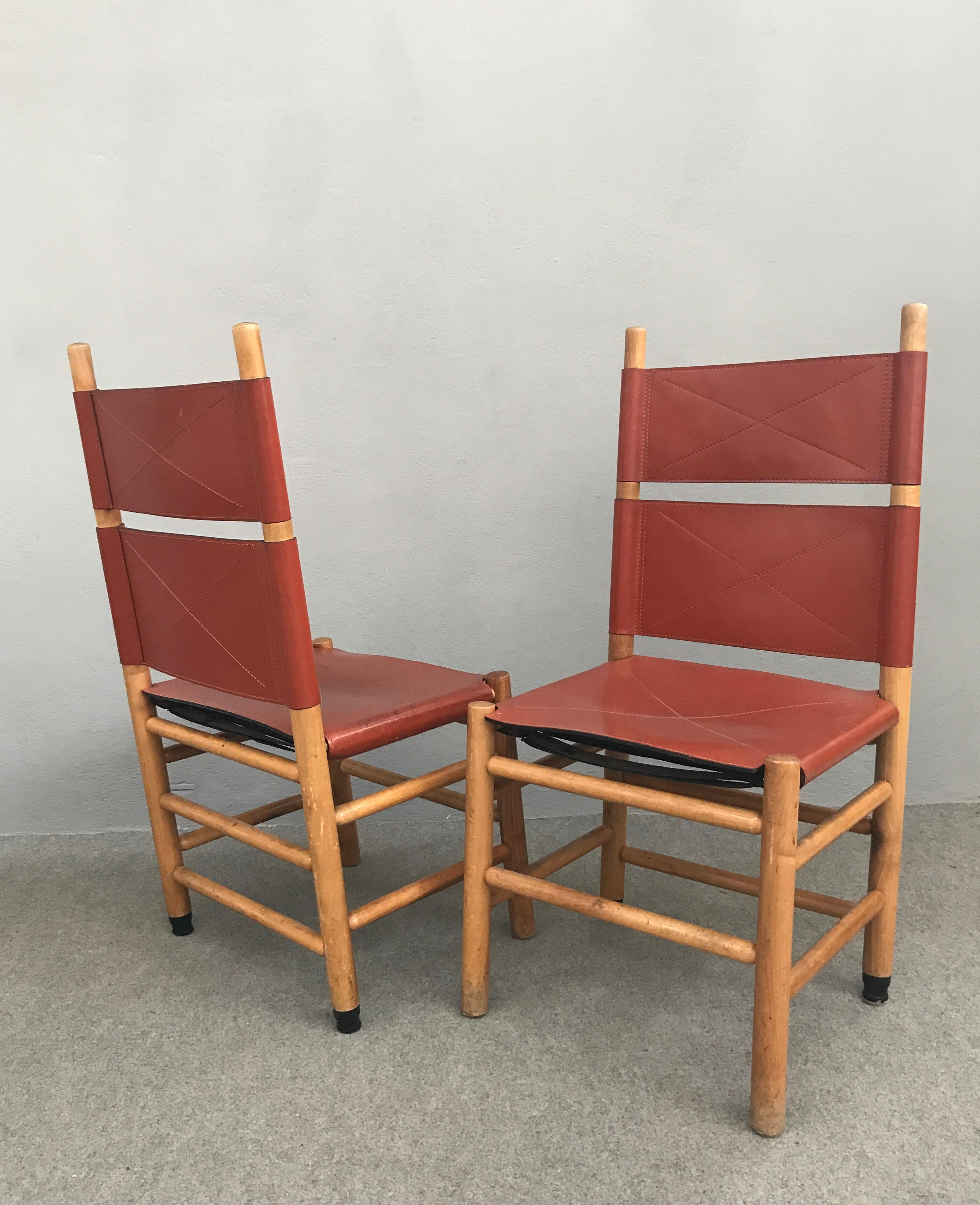 Italian Set of Six Carlo Scarpa Kentucky Chairs, Italy, 1970s