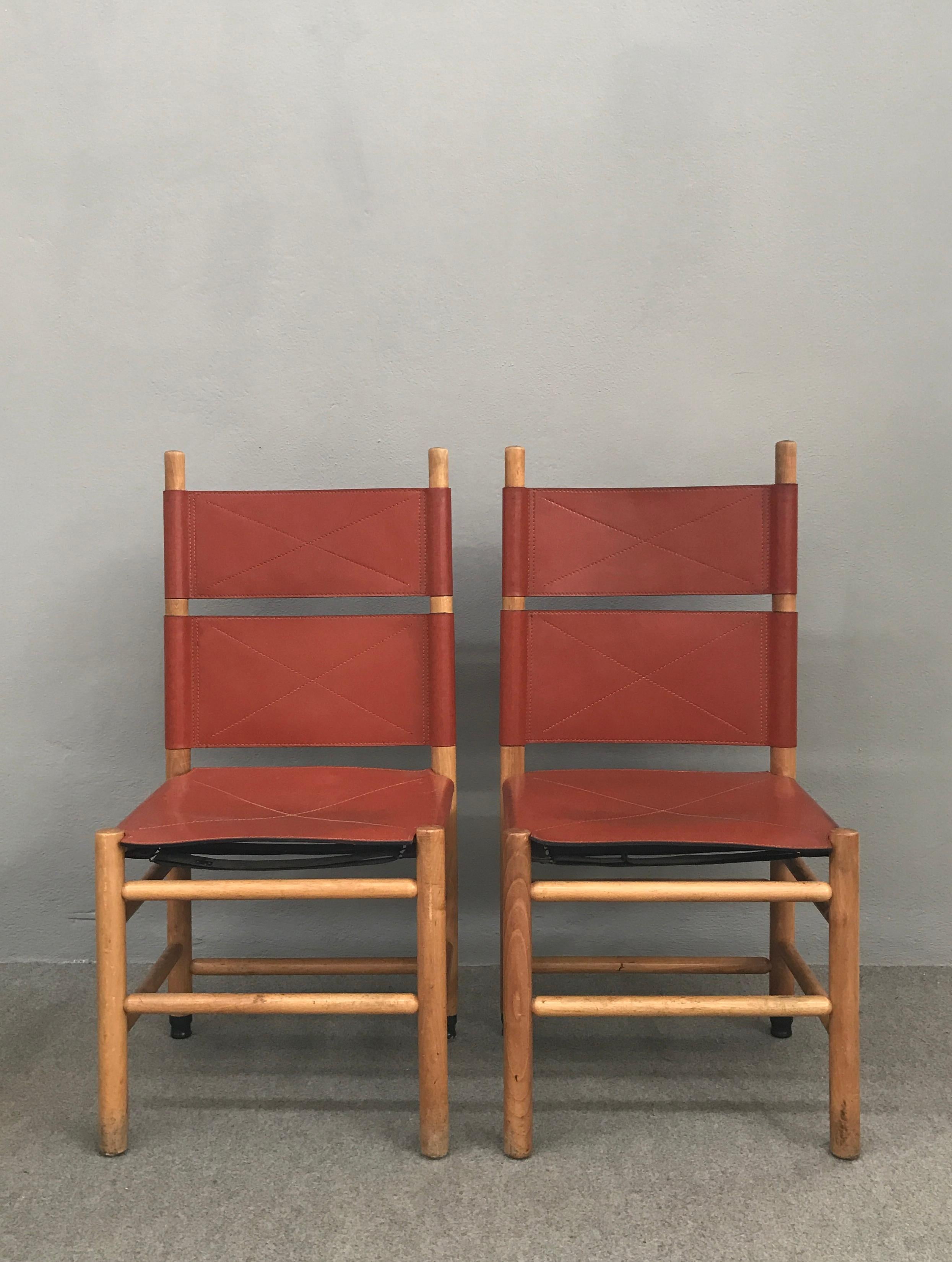 Late 20th Century Set of Six Carlo Scarpa Kentucky Chairs, Italy, 1970s
