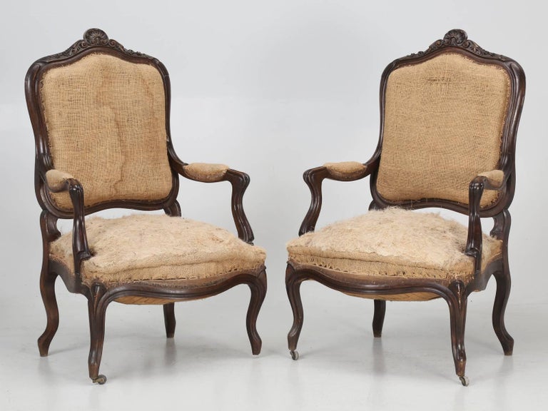 Set of Six Carved French Antique Living Room or Parlor Chairs For Sale