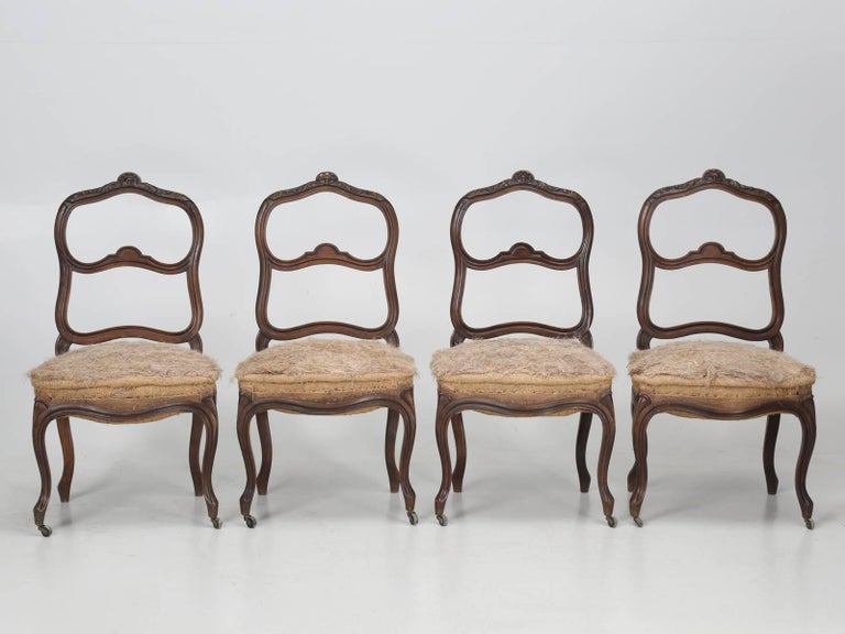 Set of Six Carved French Antique Living Room or Parlor Chairs For Sale