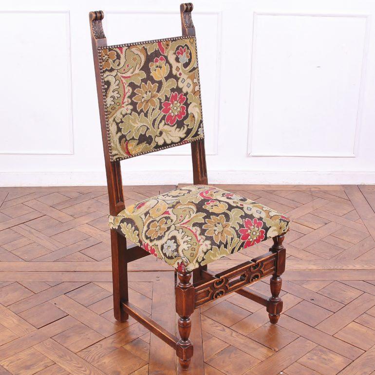 Hand-Carved Set of Six Carved Oak Flemish Dining Chairs