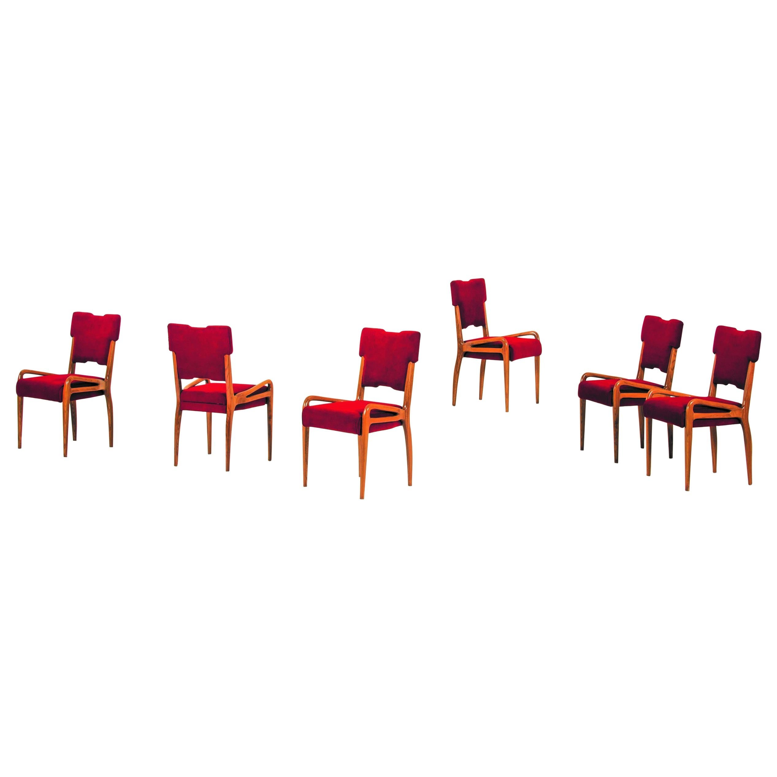 Set of Six Cassina Dining Chairs by Farina Morez Ruggero, Italy, circa 1952 For Sale