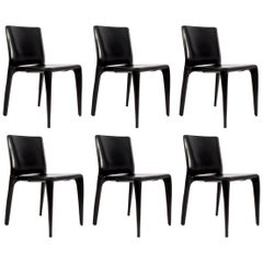 Set of Six Cassina Mario Bellini Black Leather Dining Chairs
