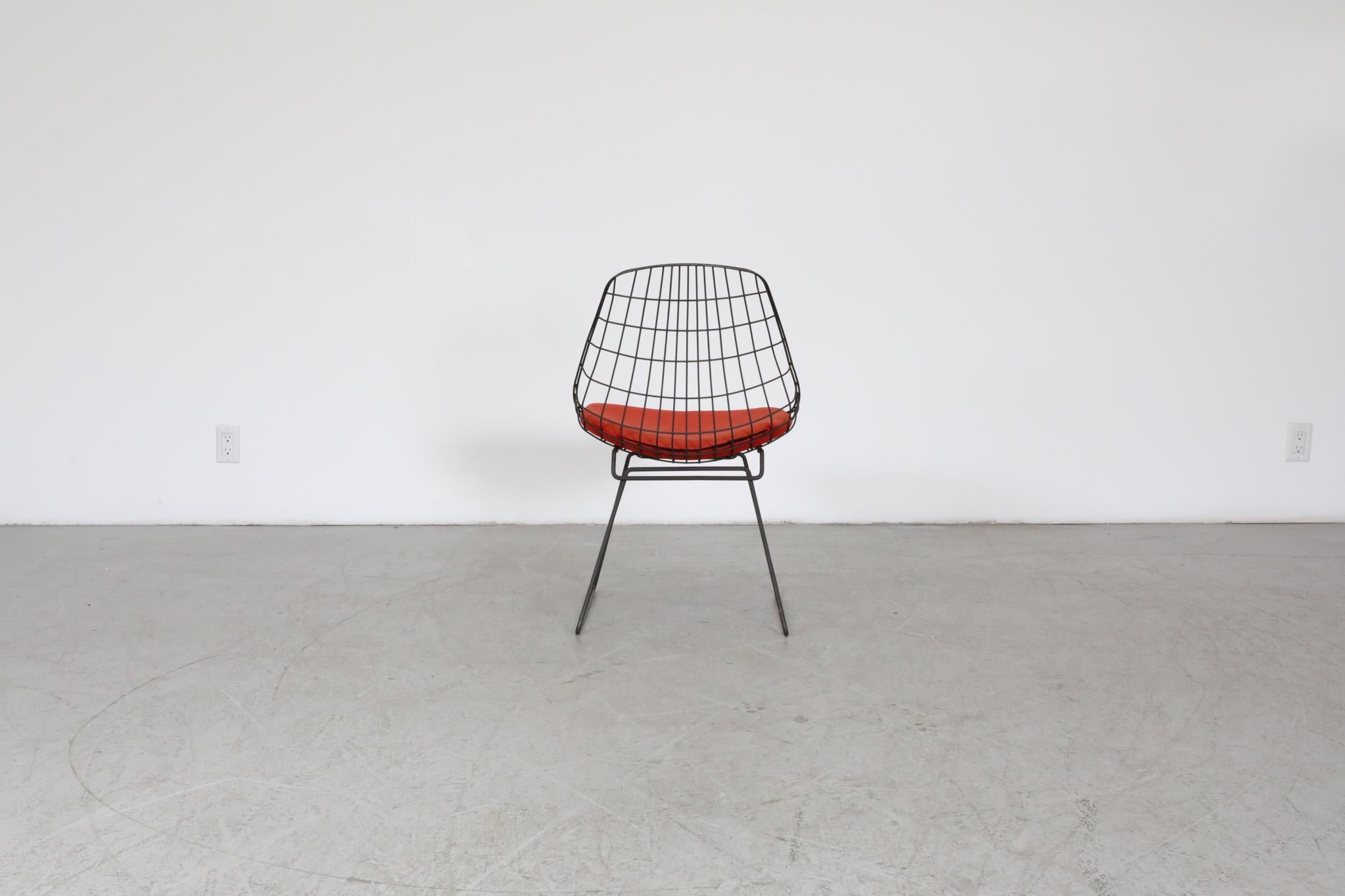 Enameled Set of Six Cees Braakman 'SM05' Wire Chairs for Pastoe, 1950s  For Sale