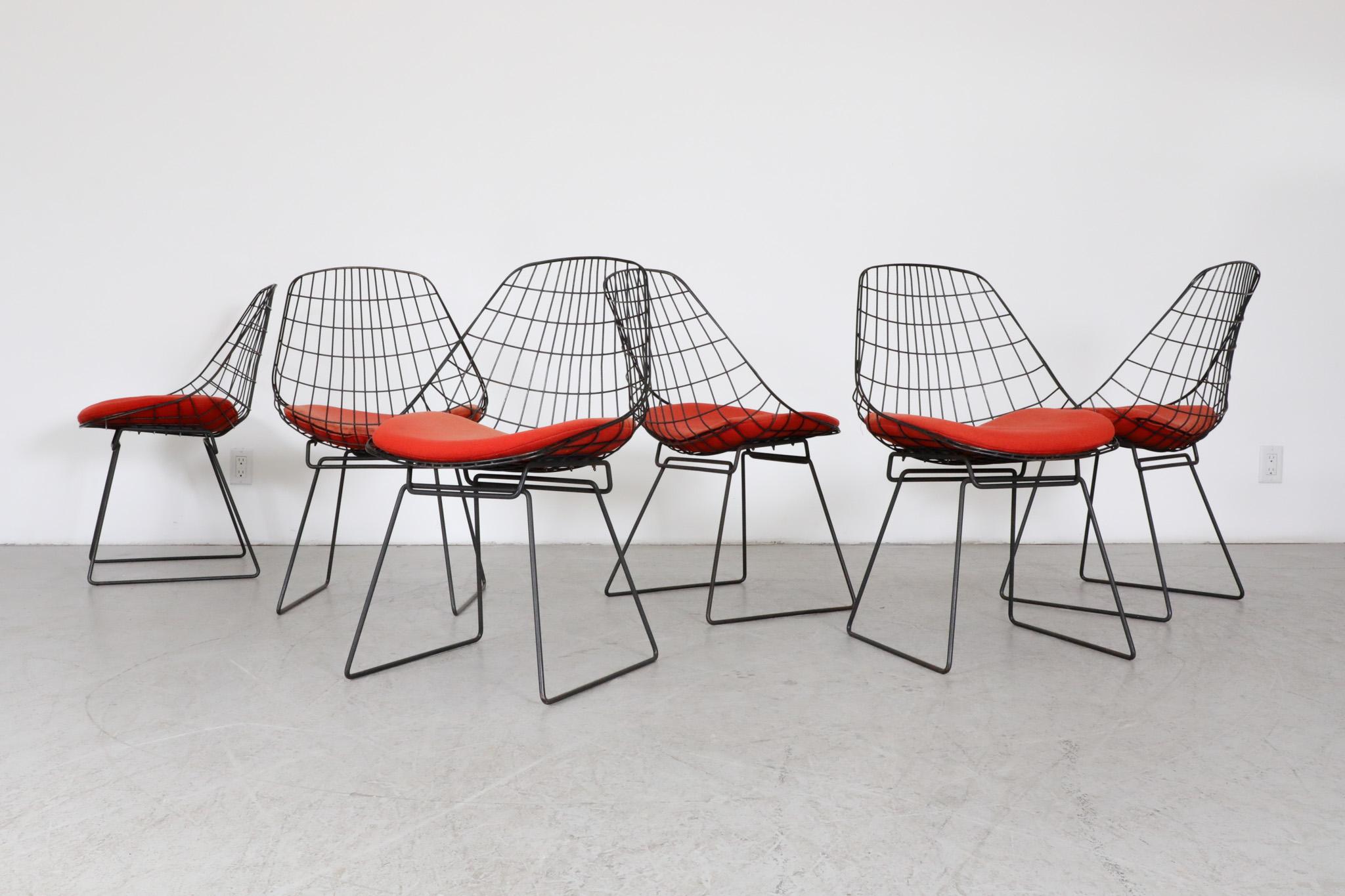 Milieu du XXe siècle Ensemble de six chaises en fil de fer Cees Braakman 'SM05' pour Pastoe, années 1950  en vente