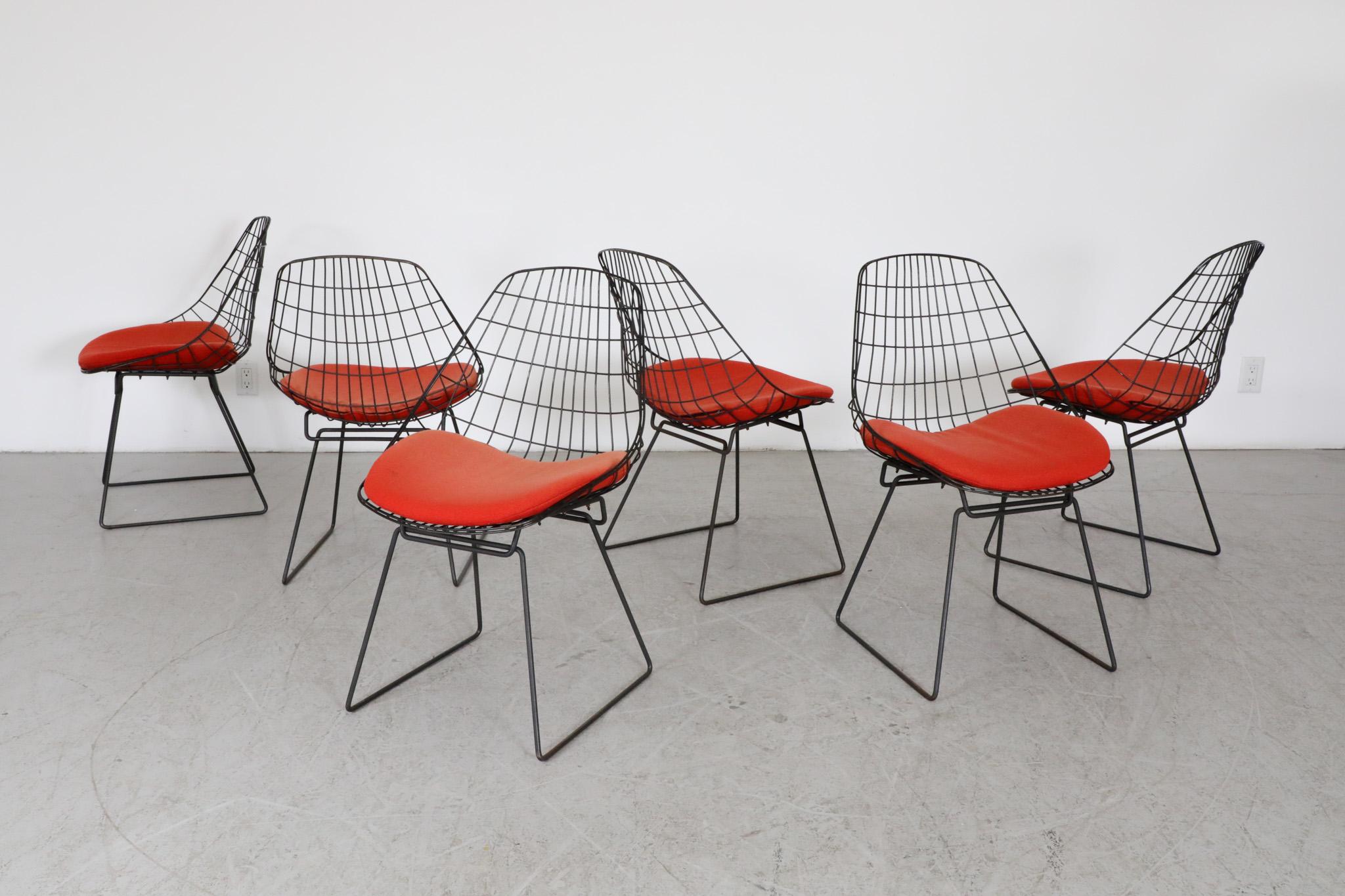 Fil de fer Ensemble de six chaises en fil de fer Cees Braakman 'SM05' pour Pastoe, années 1950  en vente