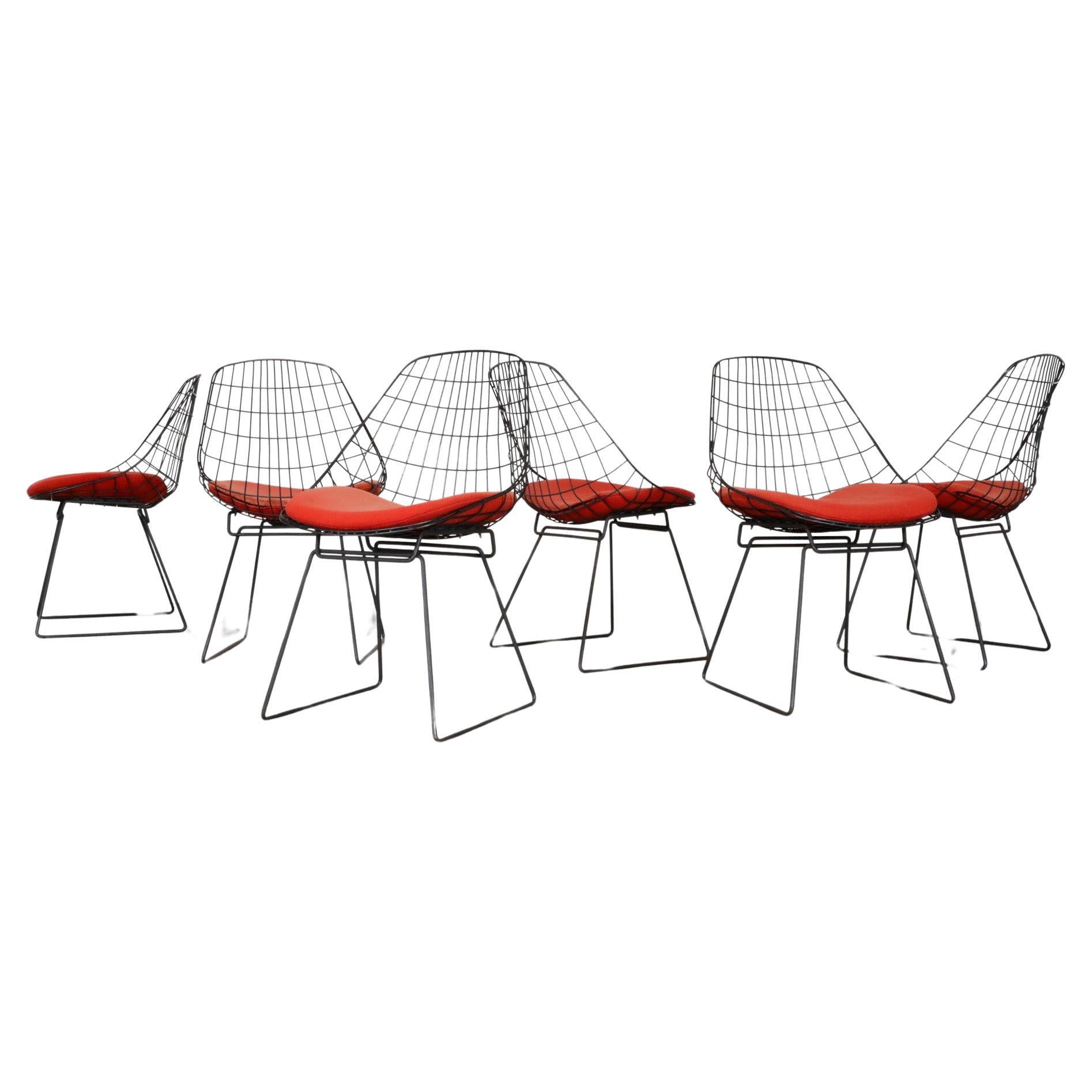 Ensemble de six chaises en fil de fer Cees Braakman 'SM05' pour Pastoe, années 1950  en vente