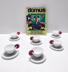 Set of Six Ceramic Coffee Cups by Massimo Materassi for Mas, Italy, 1980s