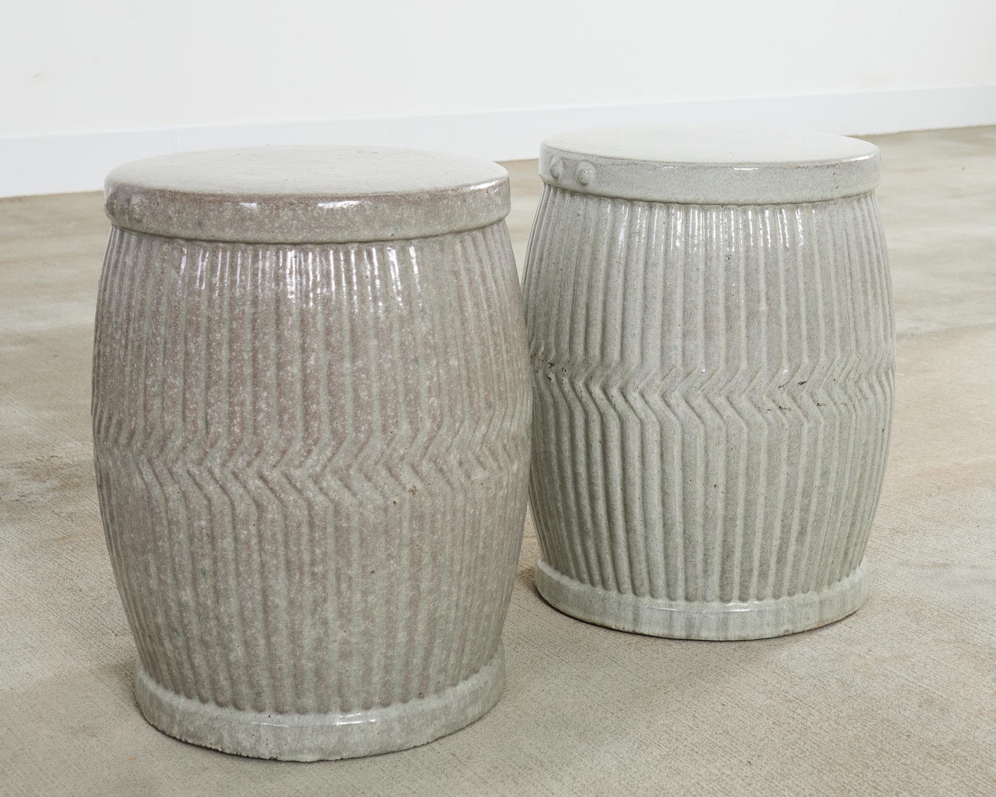 Set of Six Ceramic Drum Garden Stools or Drink Table 4