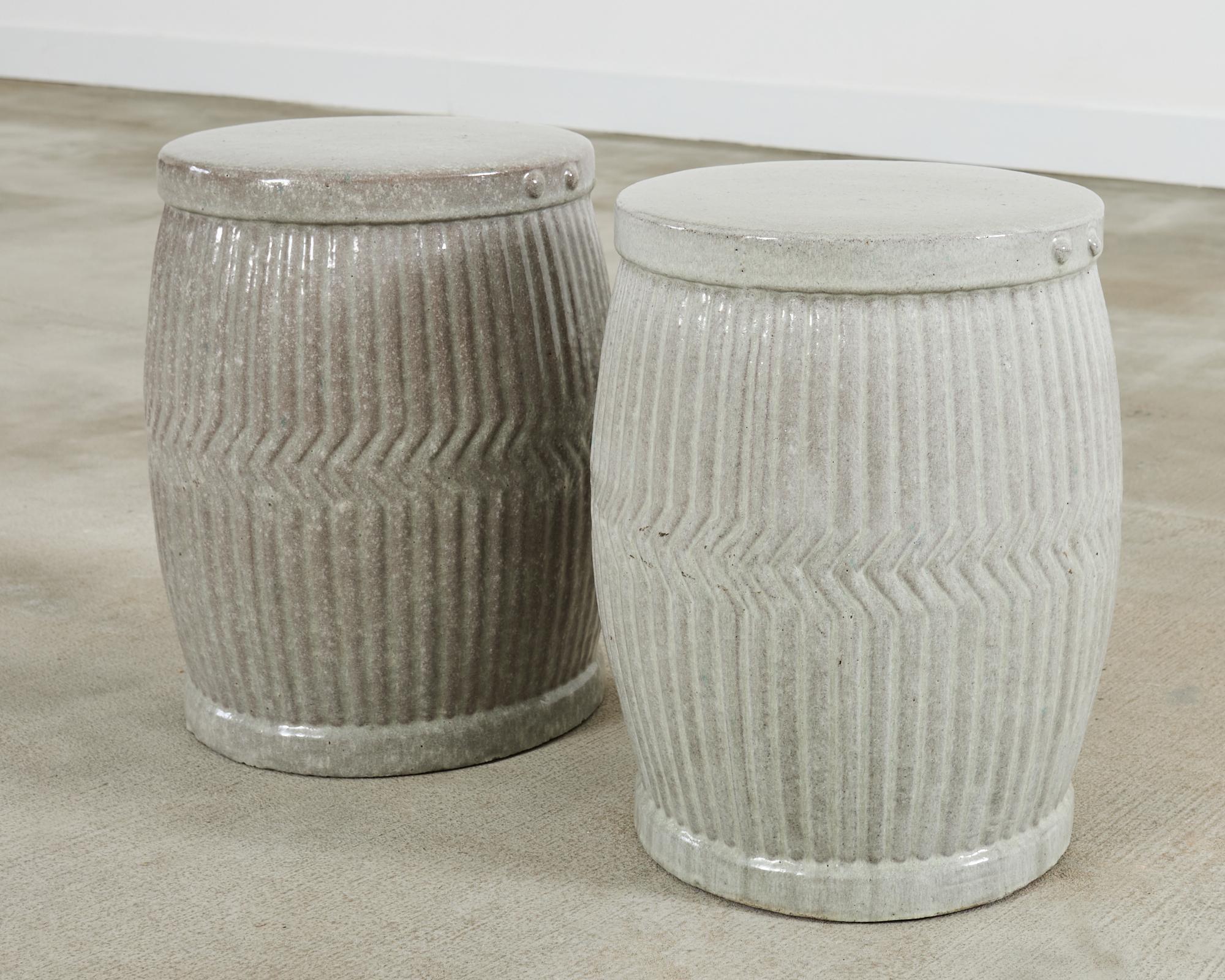 Set of Six Ceramic Drum Garden Stools or Drink Table 5