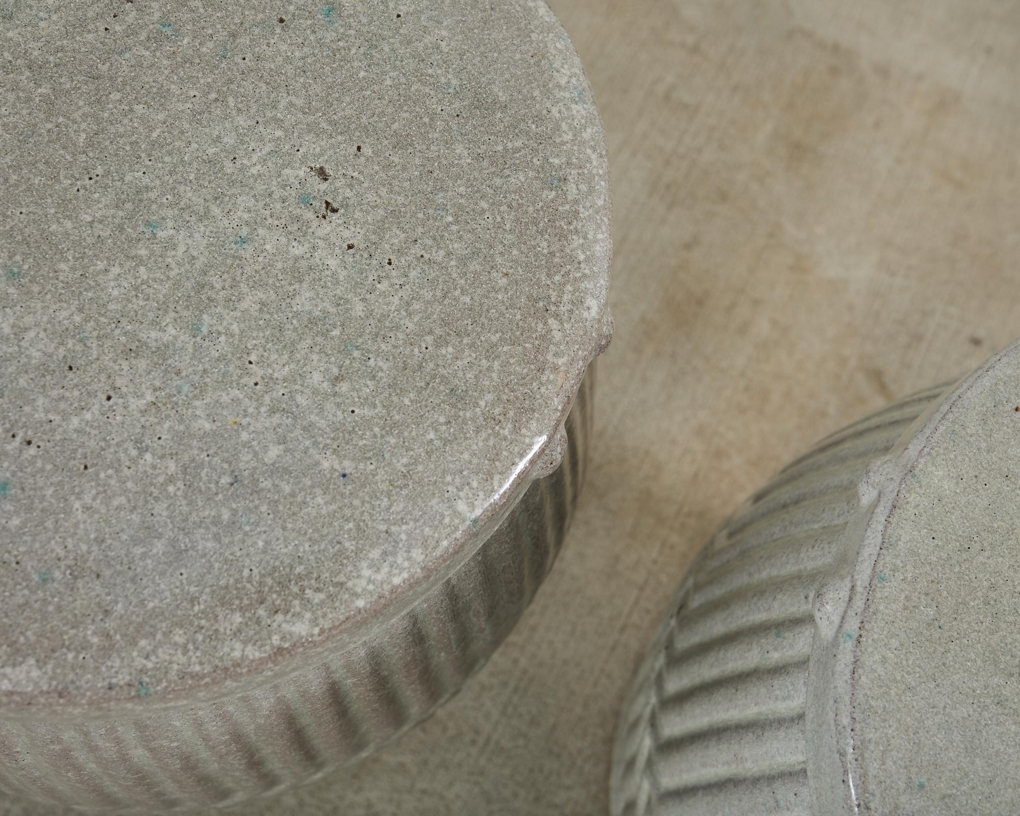 Set of Six Ceramic Drum Garden Stools or Drink Table 7
