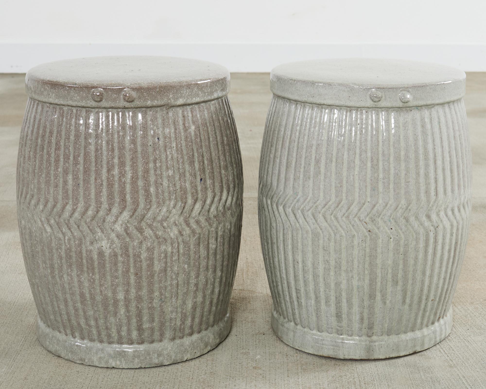 Set of Six Ceramic Drum Garden Stools or Drink Table 9