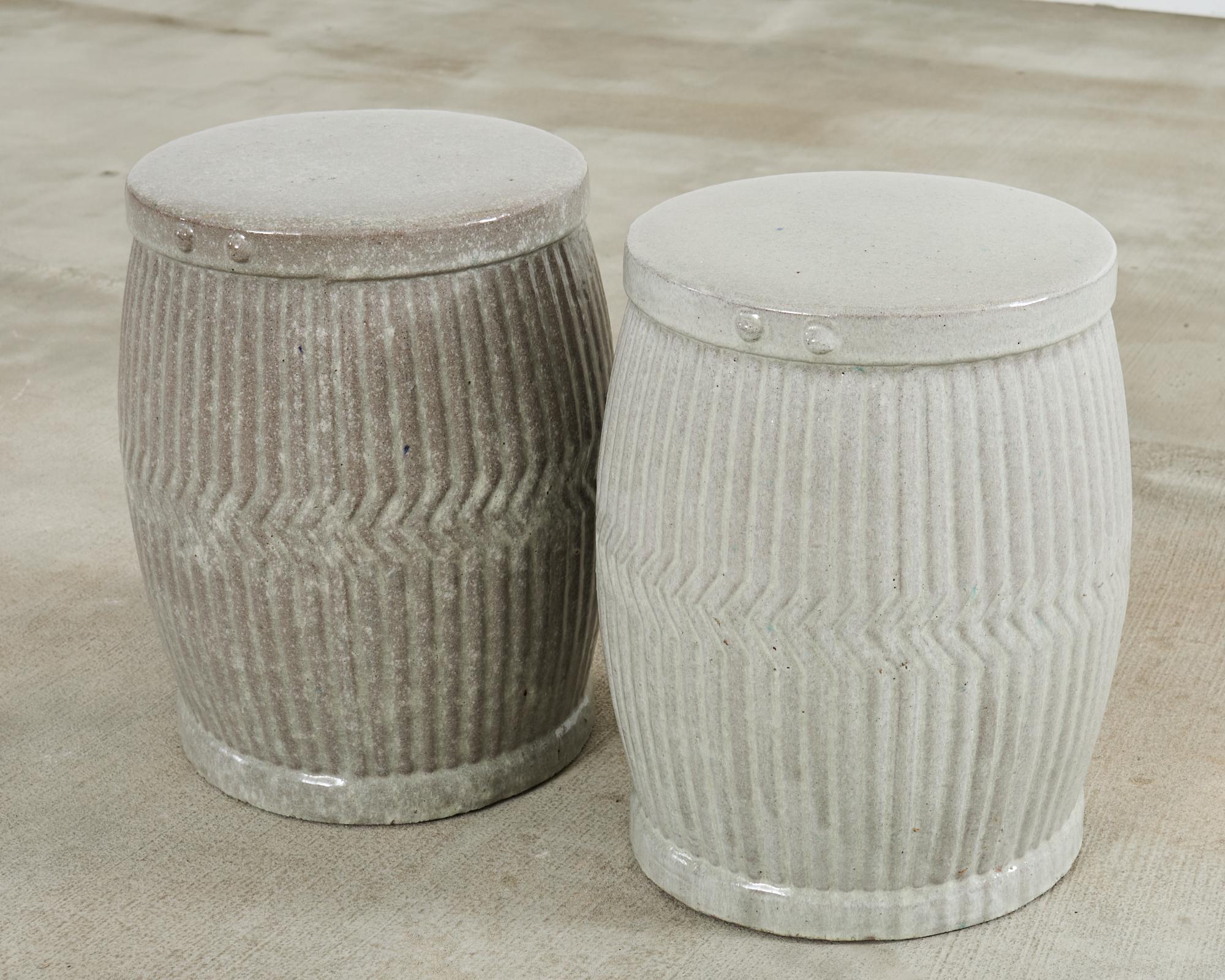 Set of Six Ceramic Drum Garden Stools or Drink Table 10