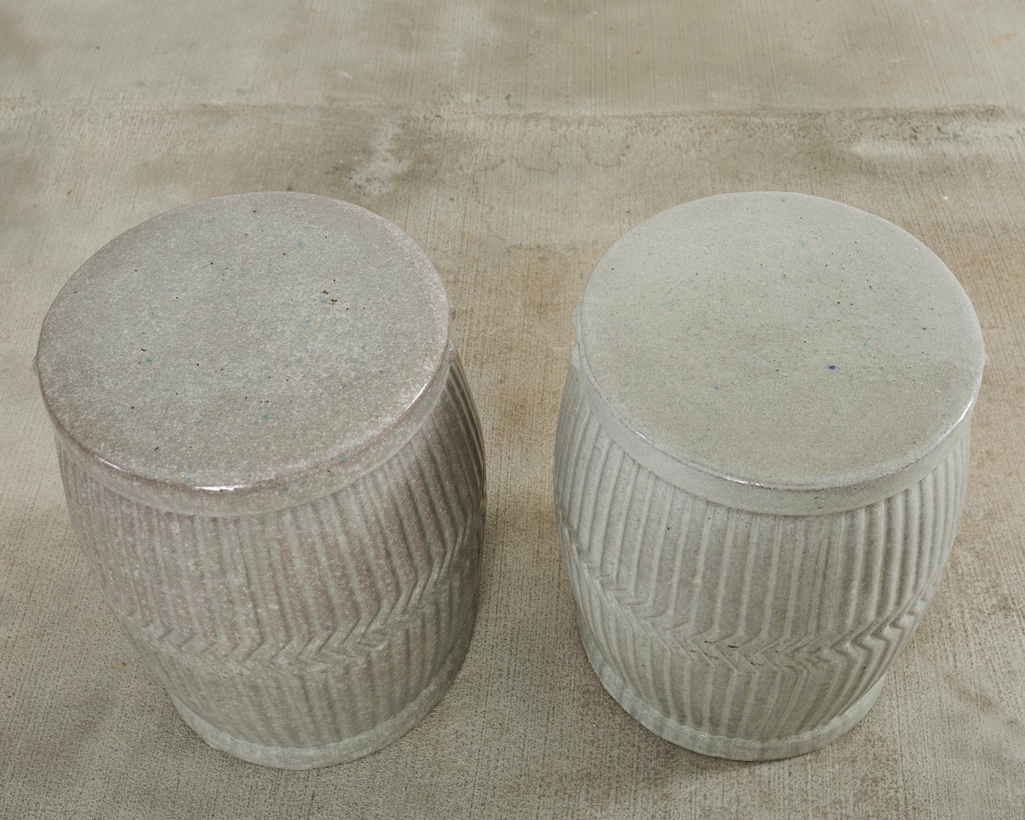 Set of Six Ceramic Drum Garden Stools or Drink Table 3