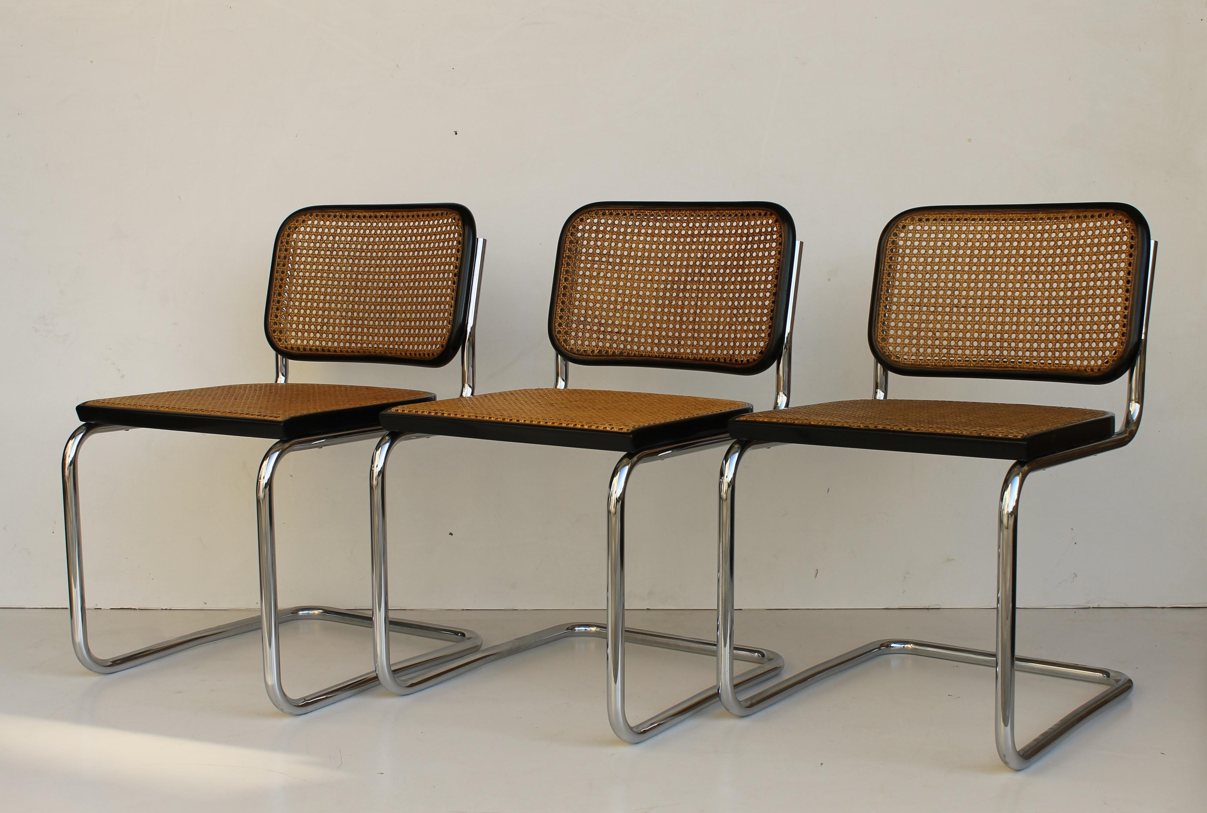 Six Cesca chairs designed by Marcel Breuer for Gavina dated circa 1968 (the project was created in 1928).

  
