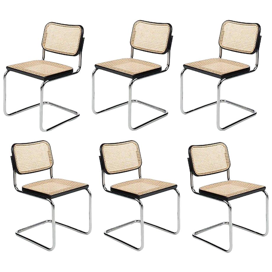 Mid-Century Original GAVINA italian Set of six "Cesca" Chairs by M. Breuer 1960s