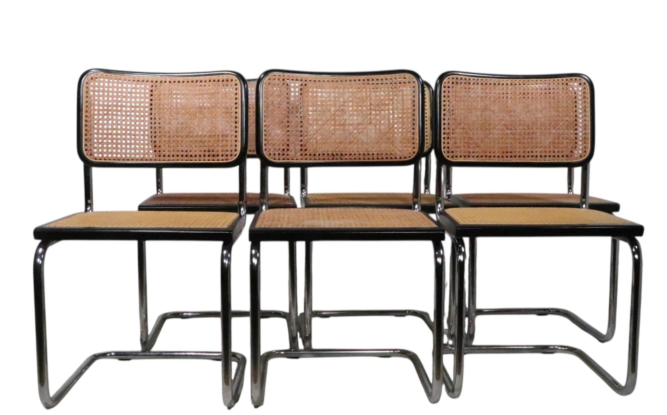 Set of Six Cesca Dining Chairs by Marcel Breuer Made in Italy c. 1970's im Angebot 3