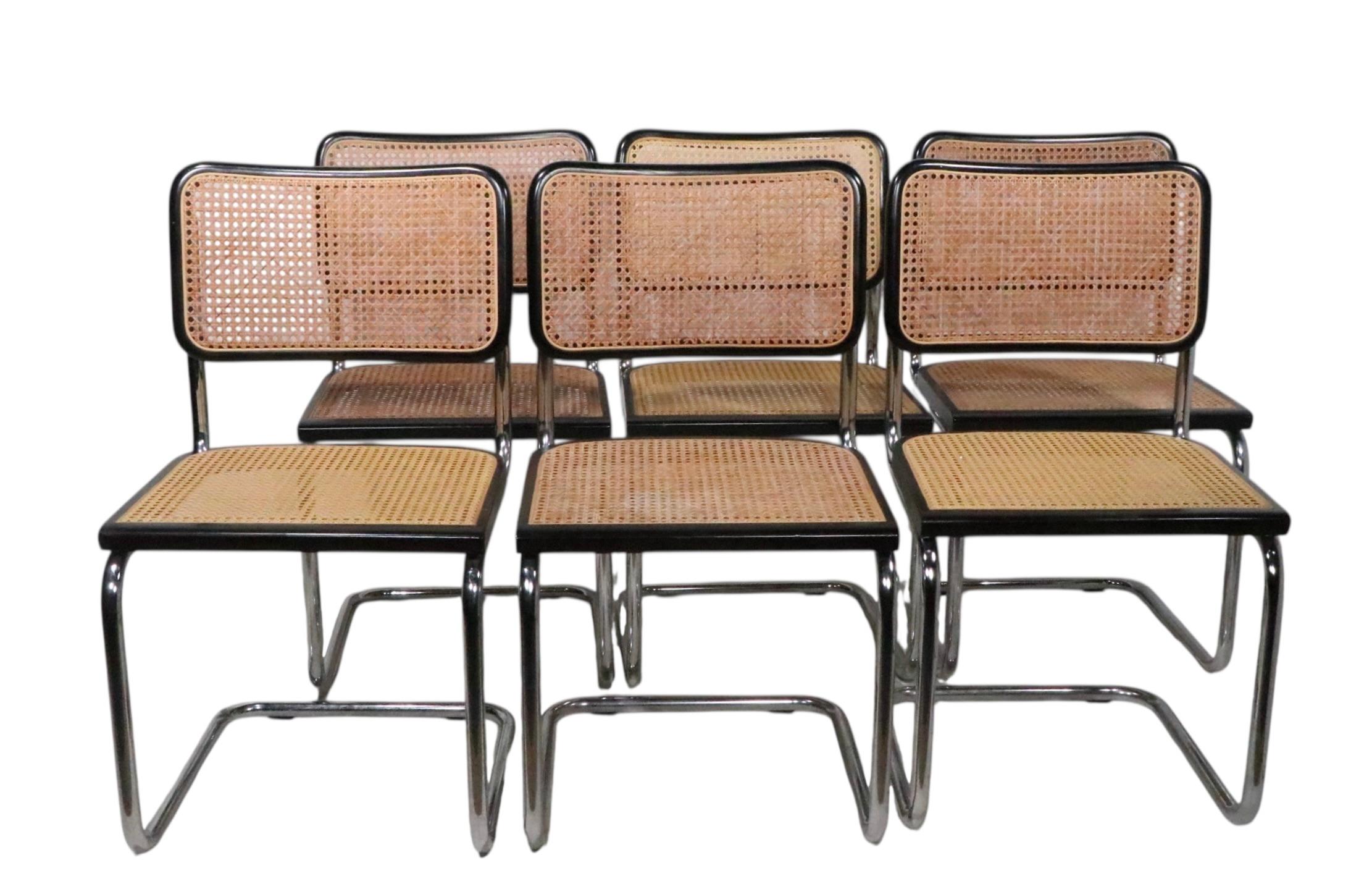 Set of Six Cesca Dining Chairs by Marcel Breuer Made in Italy c. 1970's im Angebot 4