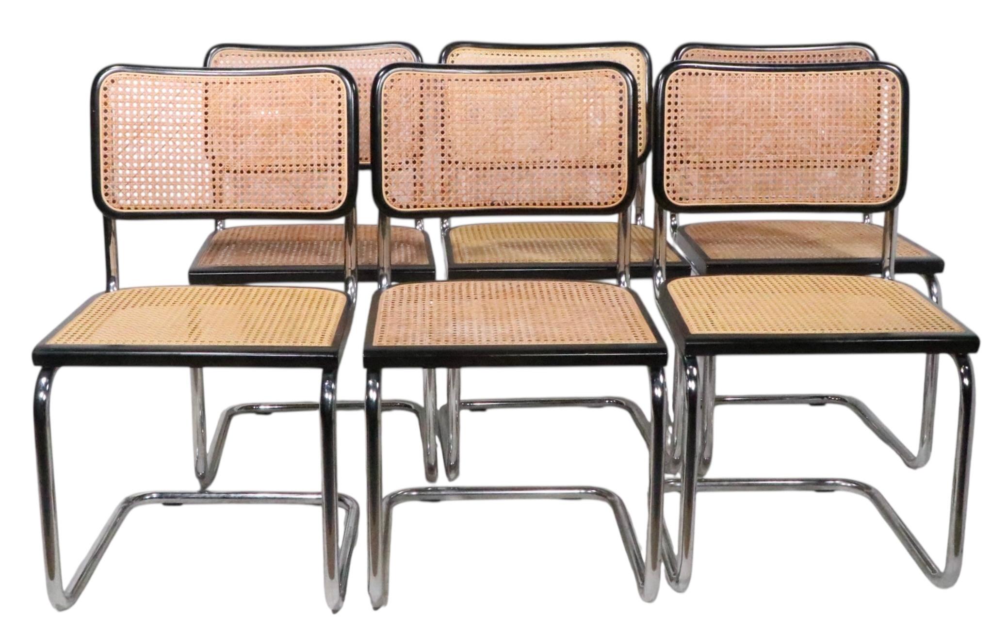 Set of Six Cesca Dining Chairs by Marcel Breuer Made in Italy c. 1970's im Angebot 5