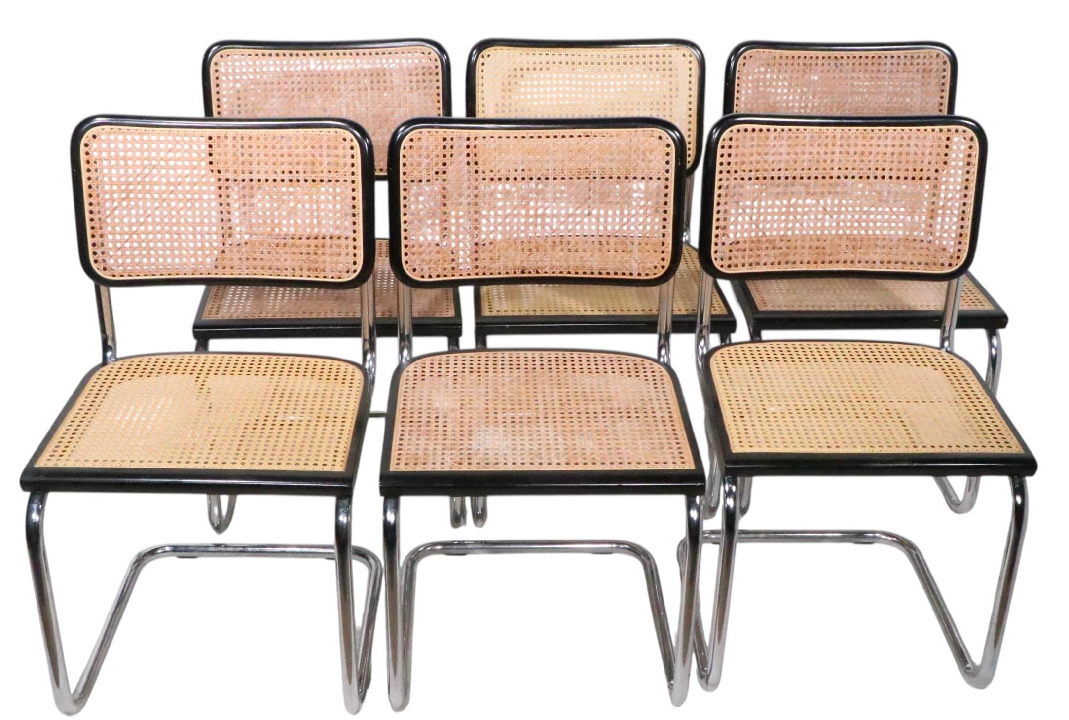 Set of Six Cesca Dining Chairs by Marcel Breuer Made in Italy c. 1970's im Angebot 6