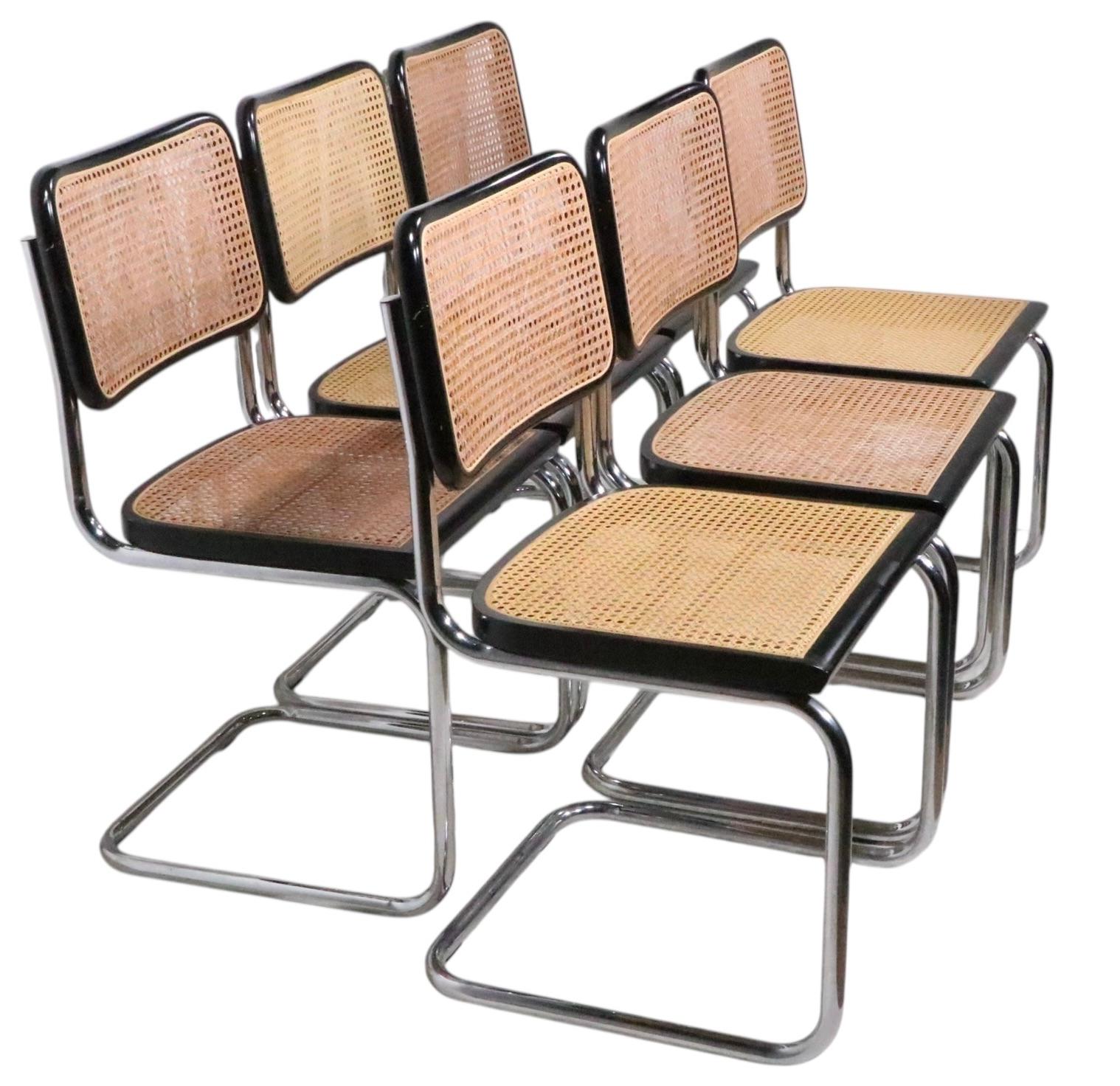 Set of Six Cesca Dining Chairs by Marcel Breuer Made in Italy c. 1970's (20. Jahrhundert) im Angebot