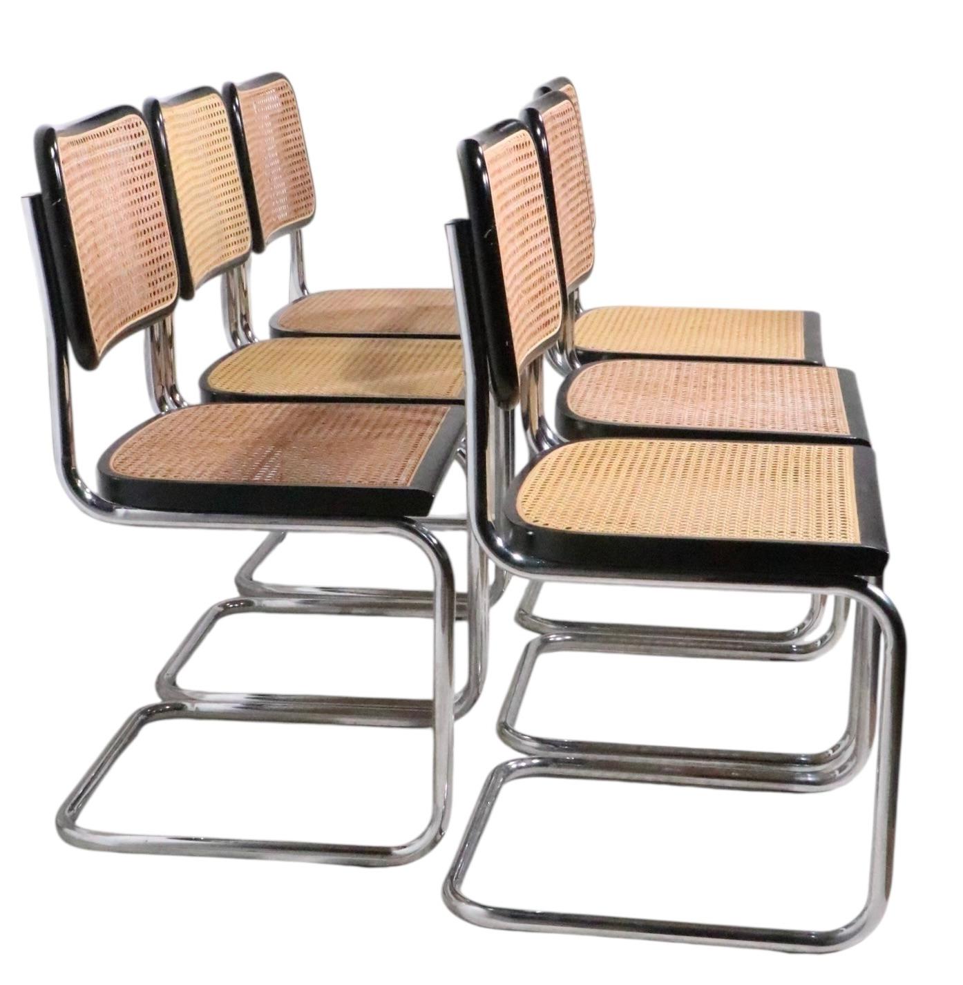 Set of Six Cesca Dining Chairs by Marcel Breuer Made in Italy c. 1970's (Gehstock) im Angebot