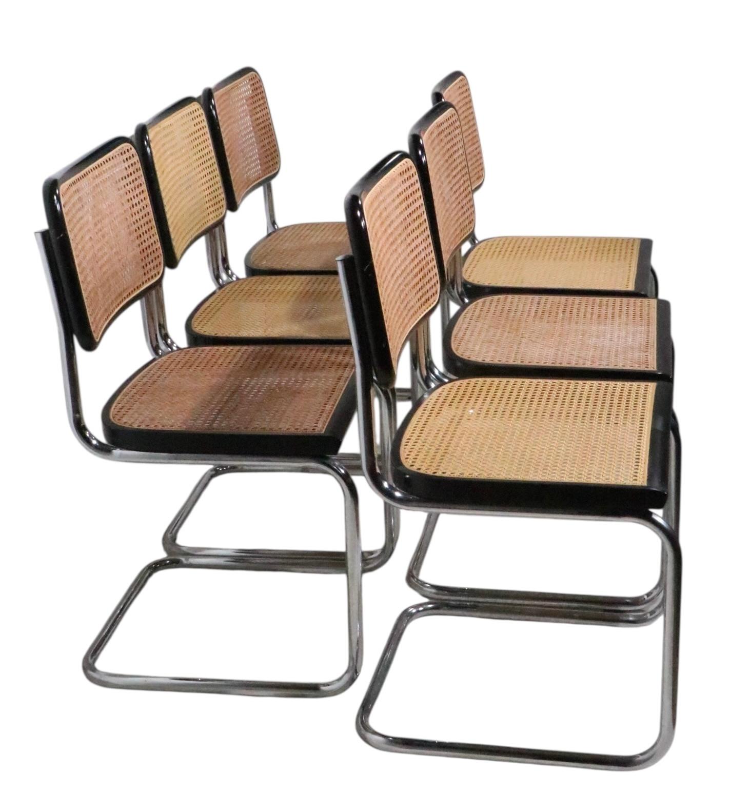 Set of Six Cesca Dining Chairs by Marcel Breuer Made in Italy c. 1970's im Angebot 1