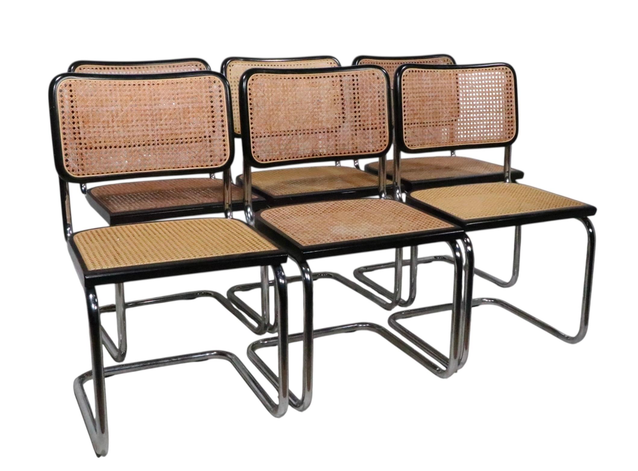 Set of Six Cesca Dining Chairs by Marcel Breuer Made in Italy c. 1970's im Angebot 2