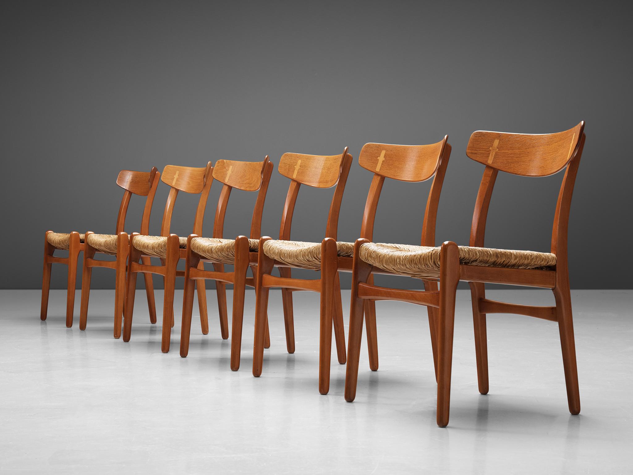 Danish Set of Six 'CH23' Chairs by Hans J. Wegner in Beech and Teak