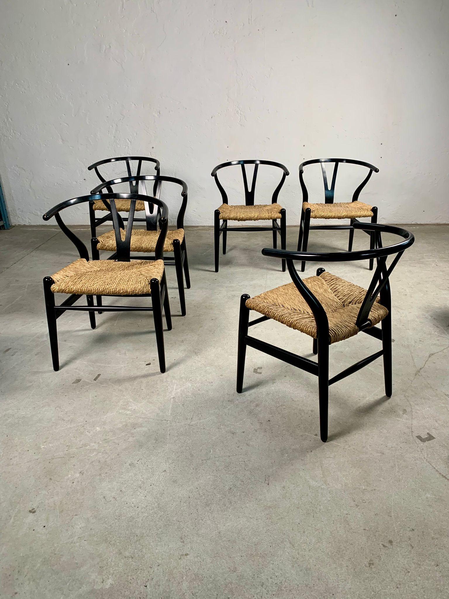Mid-Century moderno Set of six CH24 Wishbone chairs by Hans Wegner for Carl Hansen, Denmark, 1950