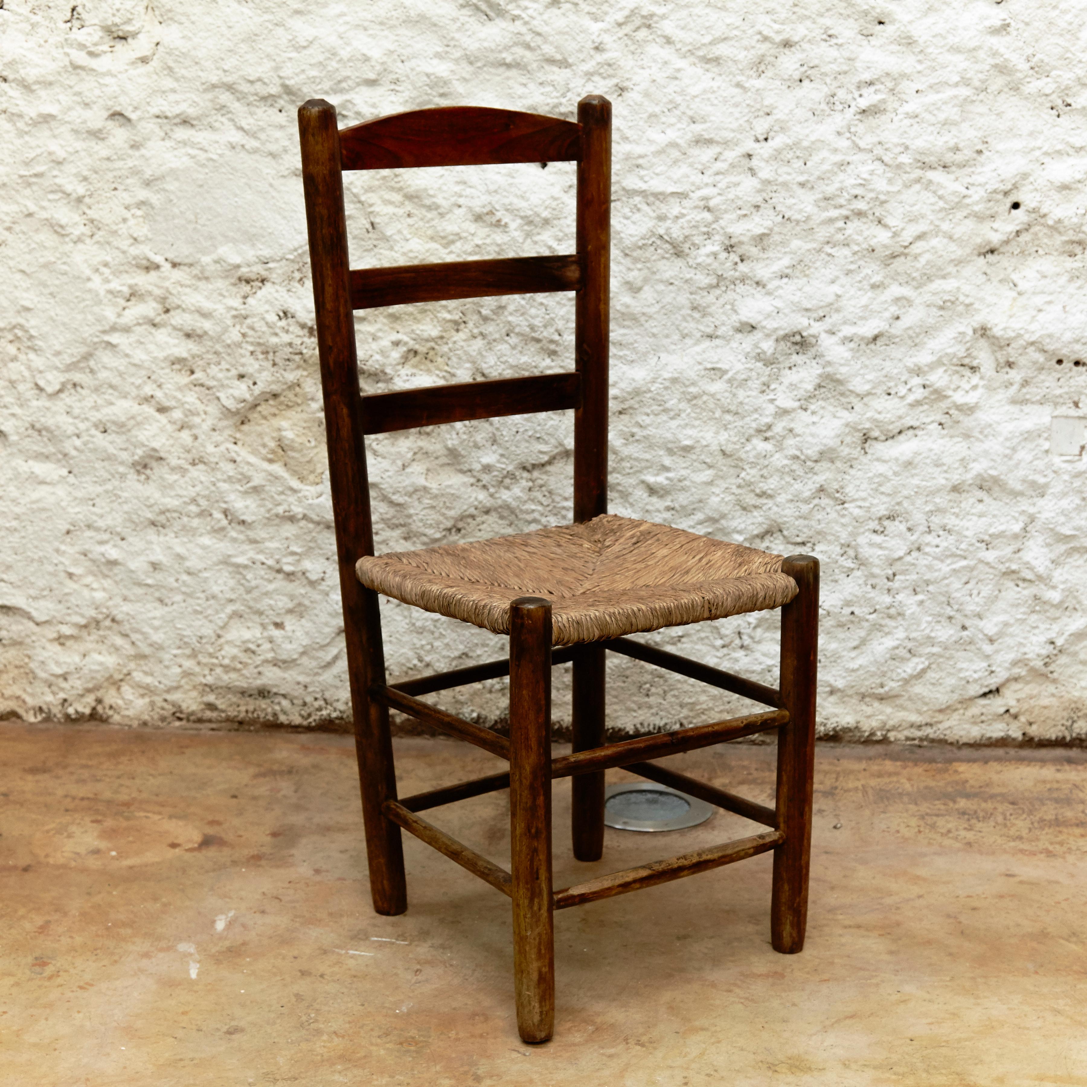 Set of Six Chairs in the style of Charlotte Perriand, Wood & Rattan, circa 1950 1