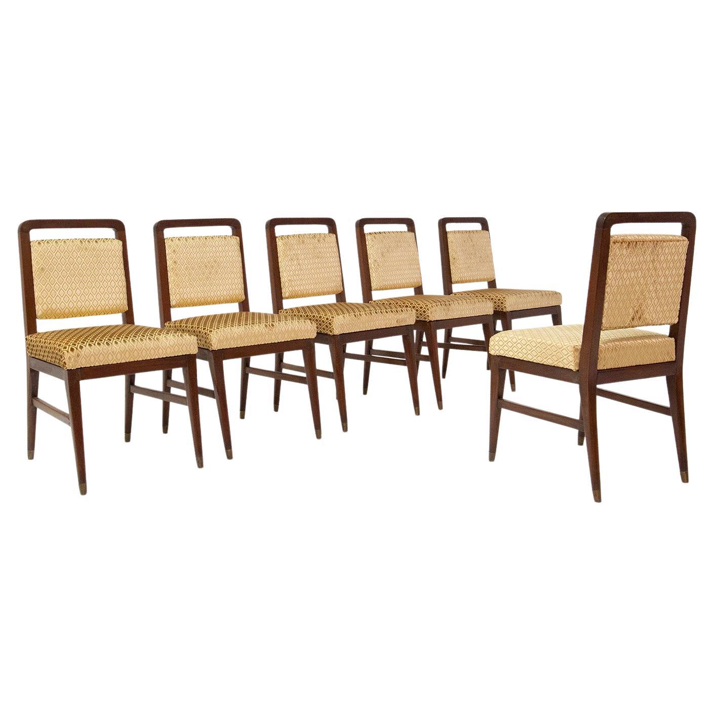 Set of Six Chairs Attributed to Edward Wormley in Yellow Velvet