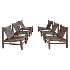 Set of Six Chairs Attributed to Audoux Minet, France, 1950