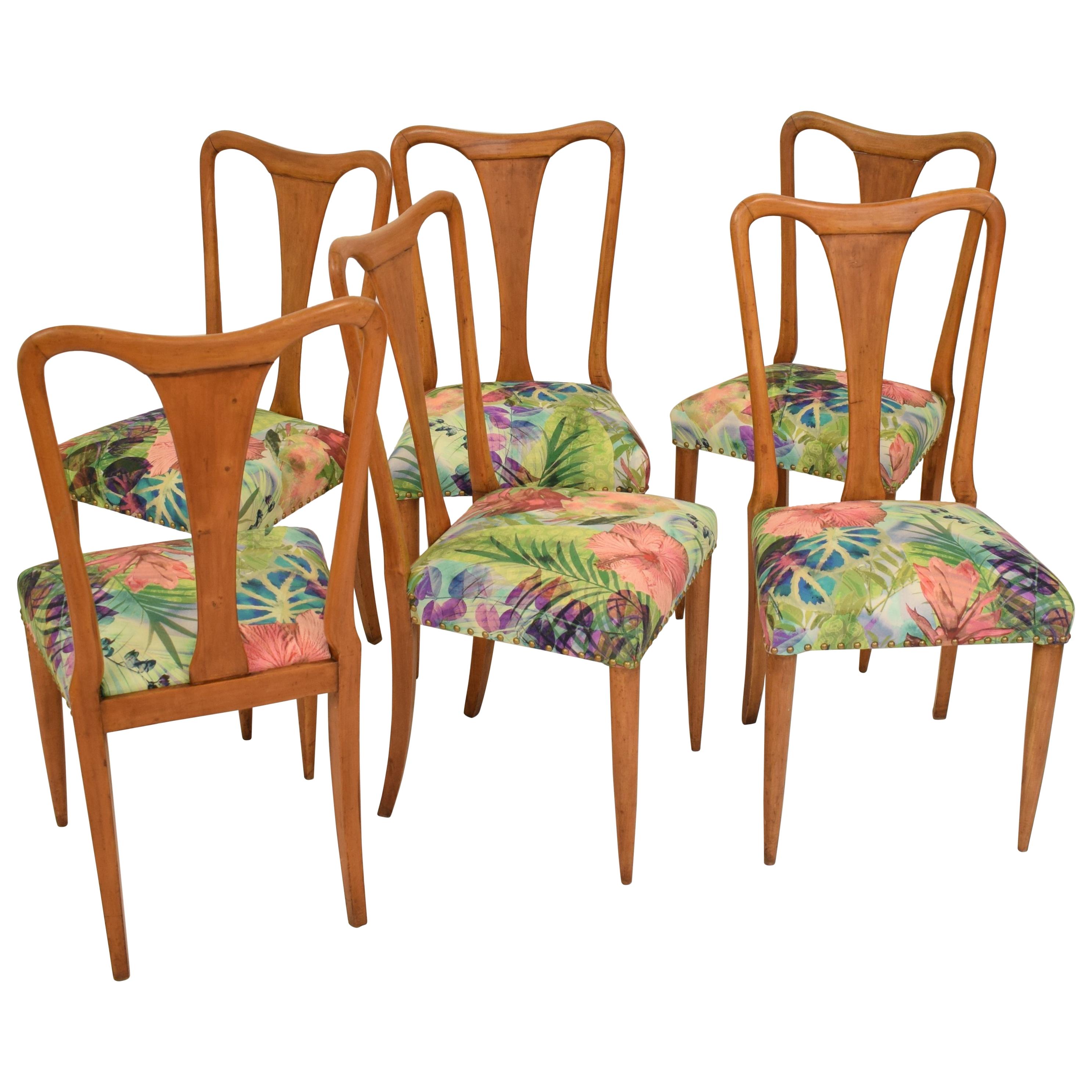 Set of Six Mid Century Italian Dining Chairs attributed to Osvaldo Borsani  1940