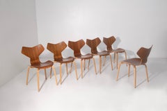 Set of six chairs by Arne Jacobsen Mod. Grand Prix Prod. Fritz Hansen