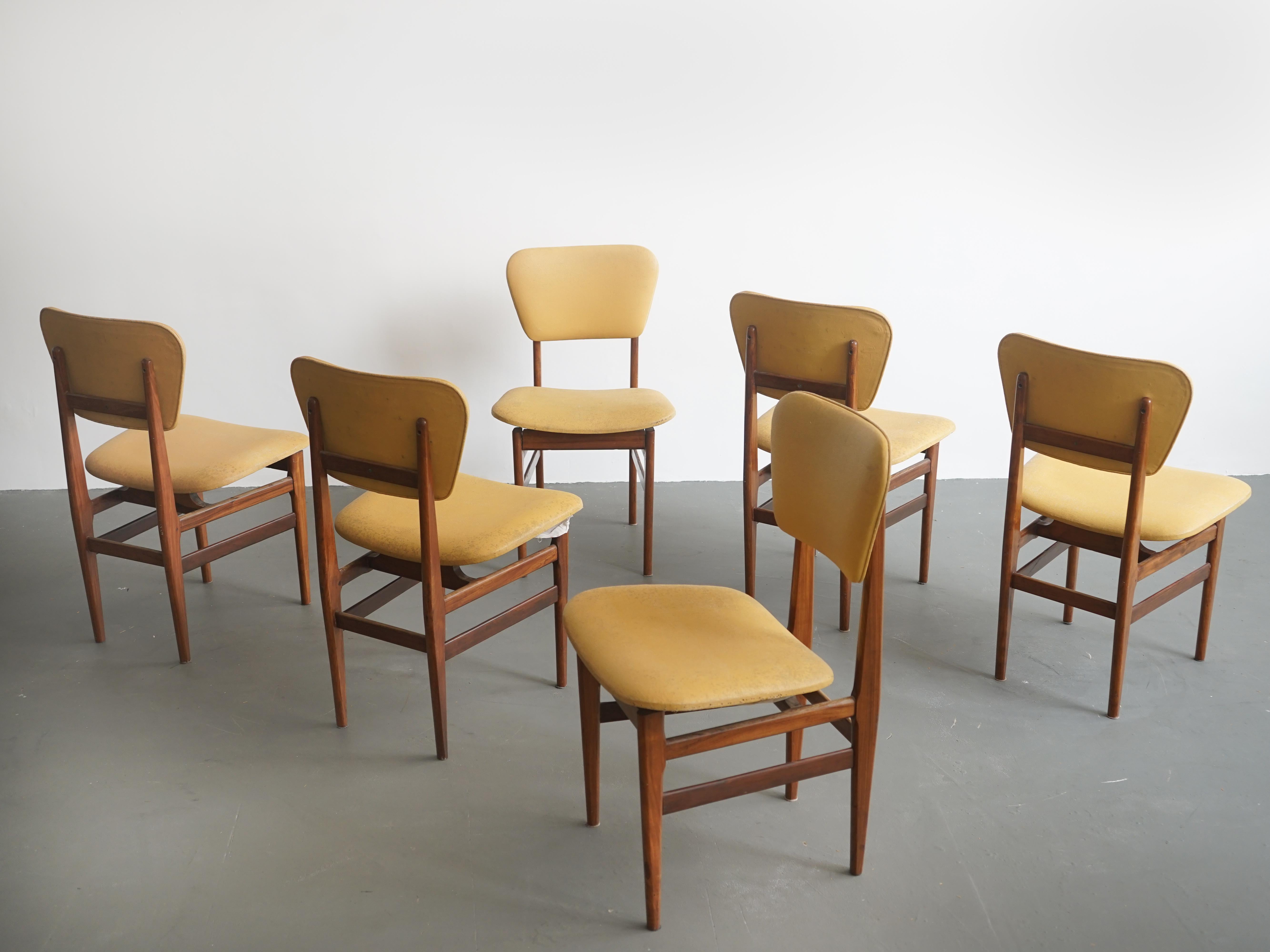 Mid-Century Modern Set of Six Chairs by Carlo Hauner, Brazilian Design