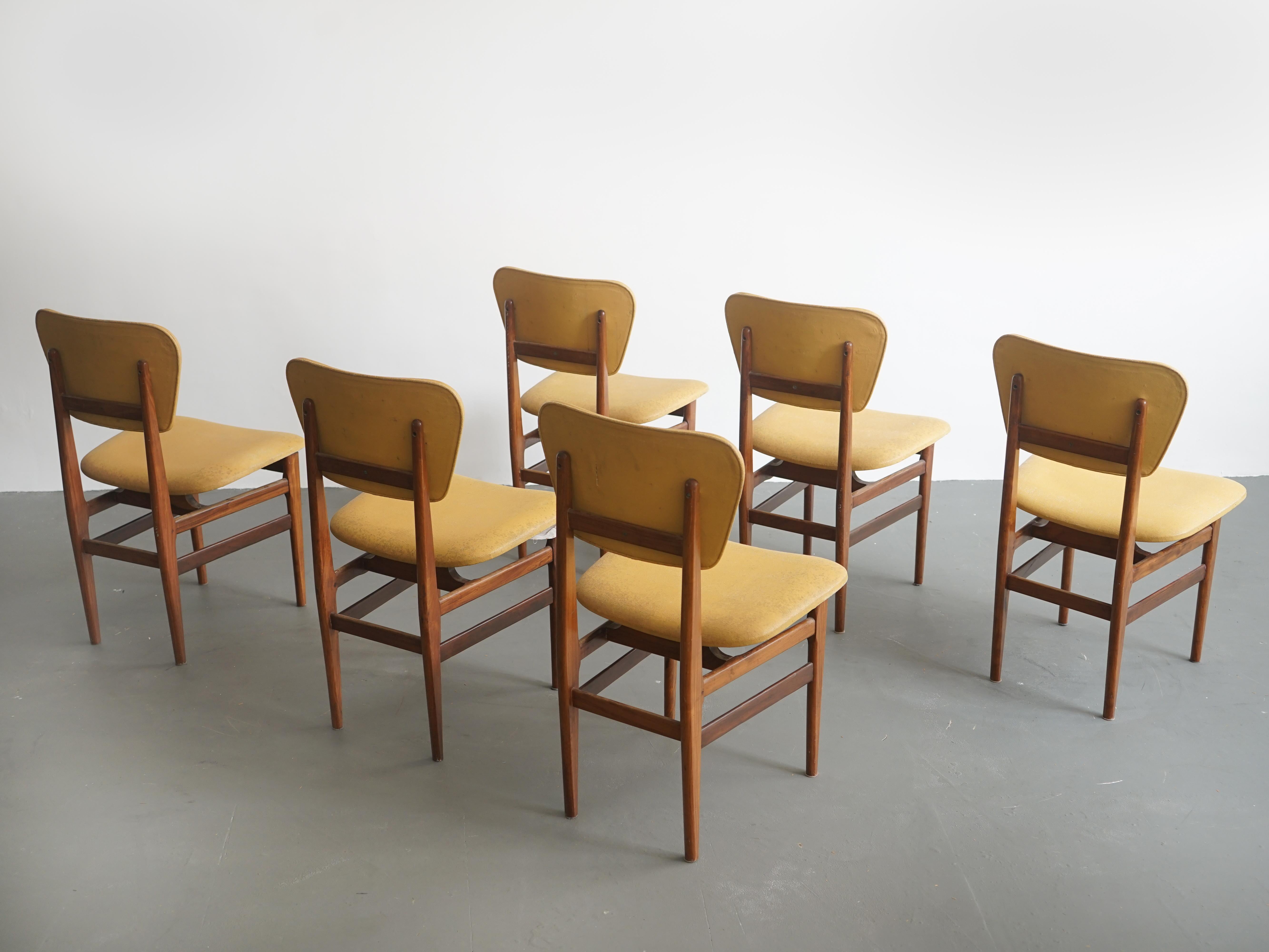 Set of Six Chairs by Carlo Hauner, Brazilian Design 1