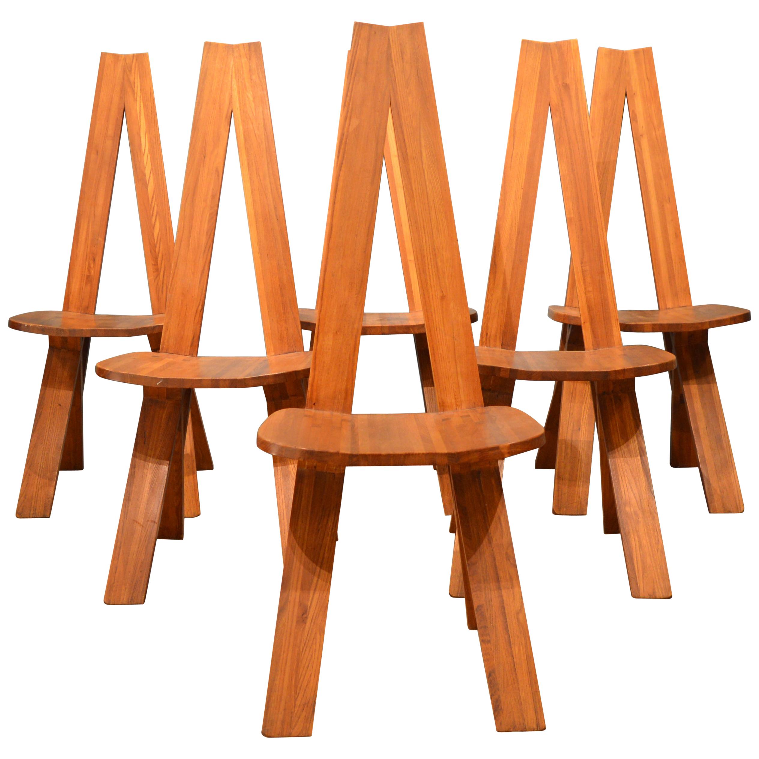 Set of Six Chairs by Chairs by Pierre Chapo