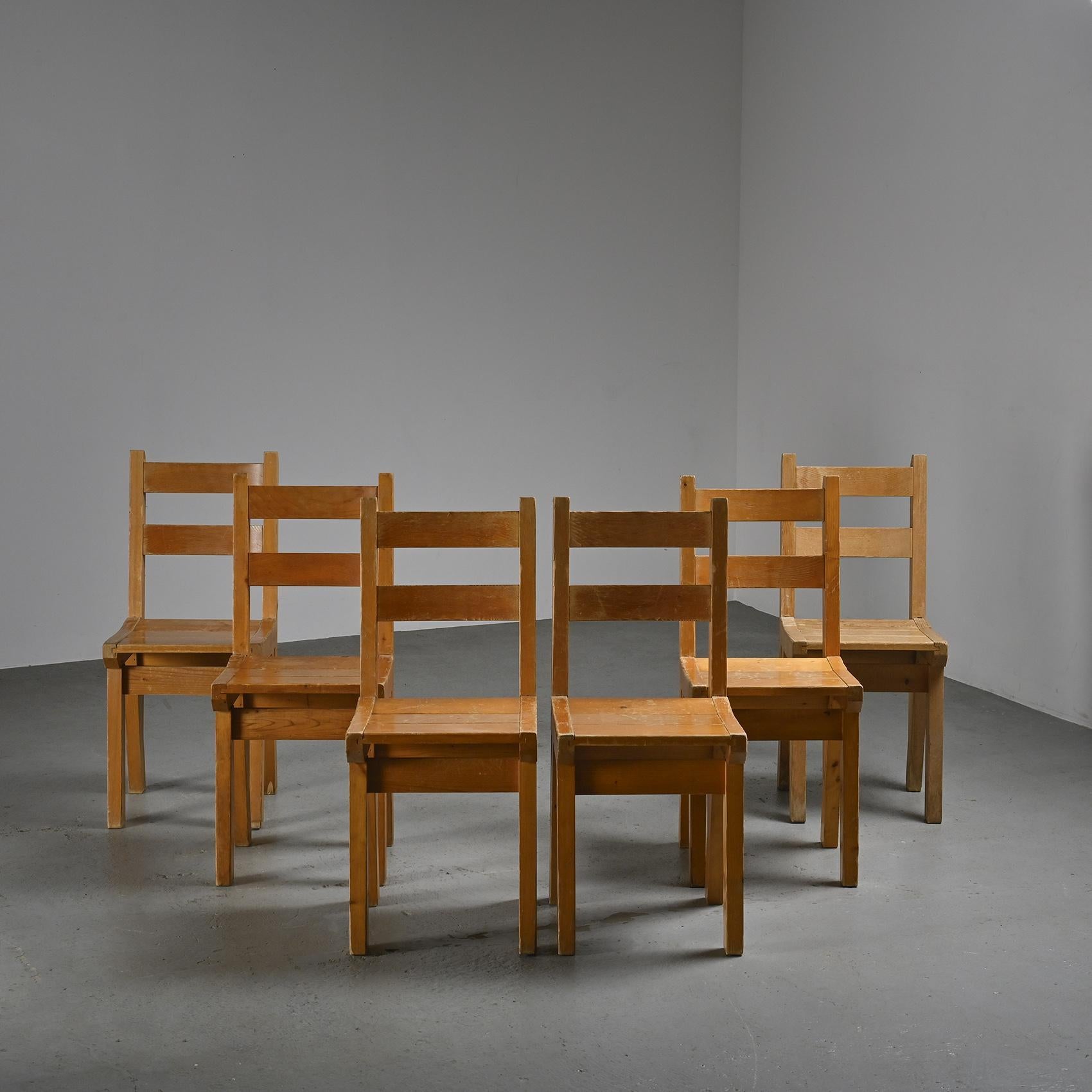 Set of six chairs by Christian Durupt, Courchevel circa 1960 3